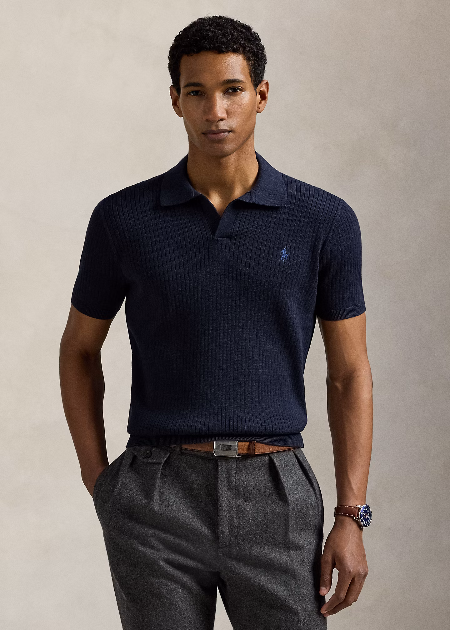 Rippenstrickpullover mit Johnny-Kragen - RALPH LAUREN OUTLET