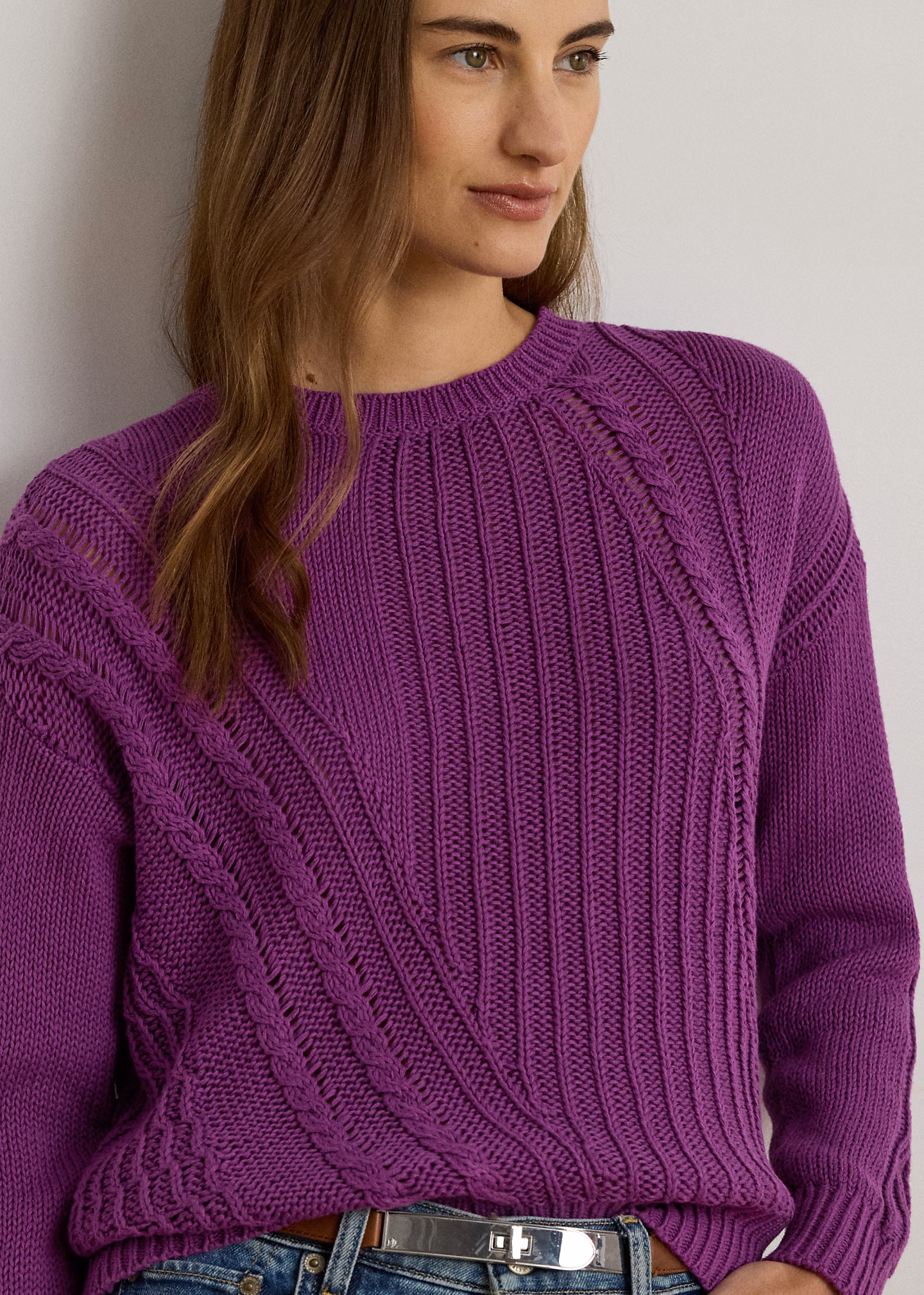 Baumwoll-Rundhalspullover mit Lochmuster - RALPH LAUREN OUTLET