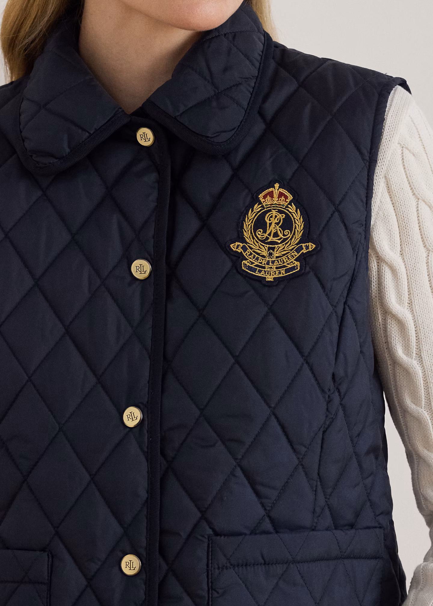 Weste mit Rautensteppung und Wappen - RALPH LAUREN OUTLET