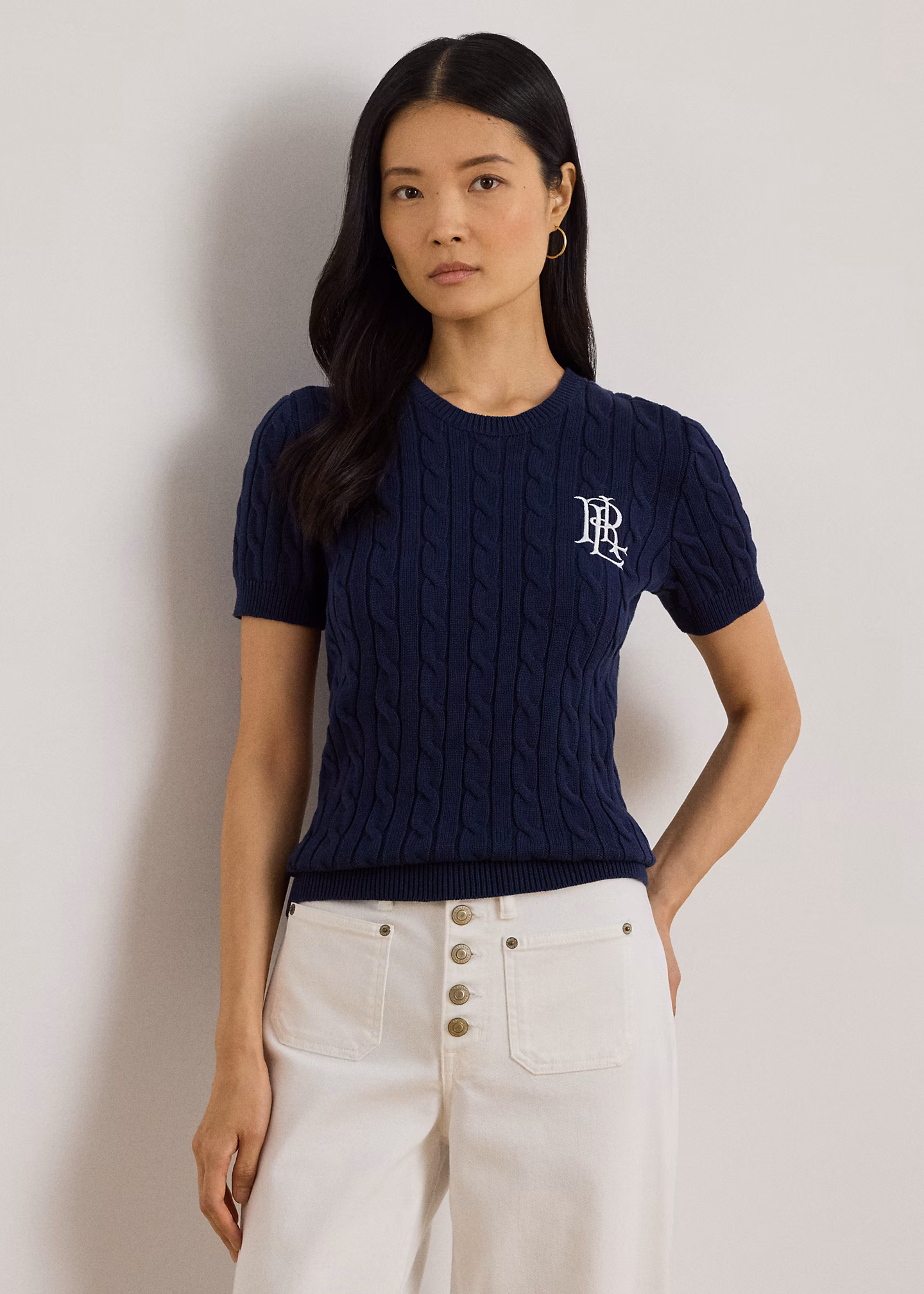 Kurzarmpullover mit Zopfmuster - RALPH LAUREN OUTLET