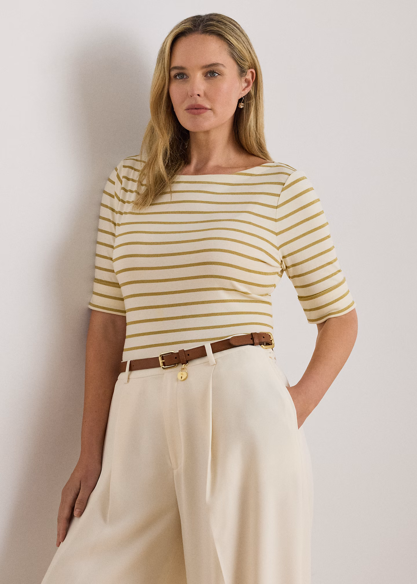 T-Shirt mit Metallic-Streifenmuster - RALPH LAUREN OUTLET