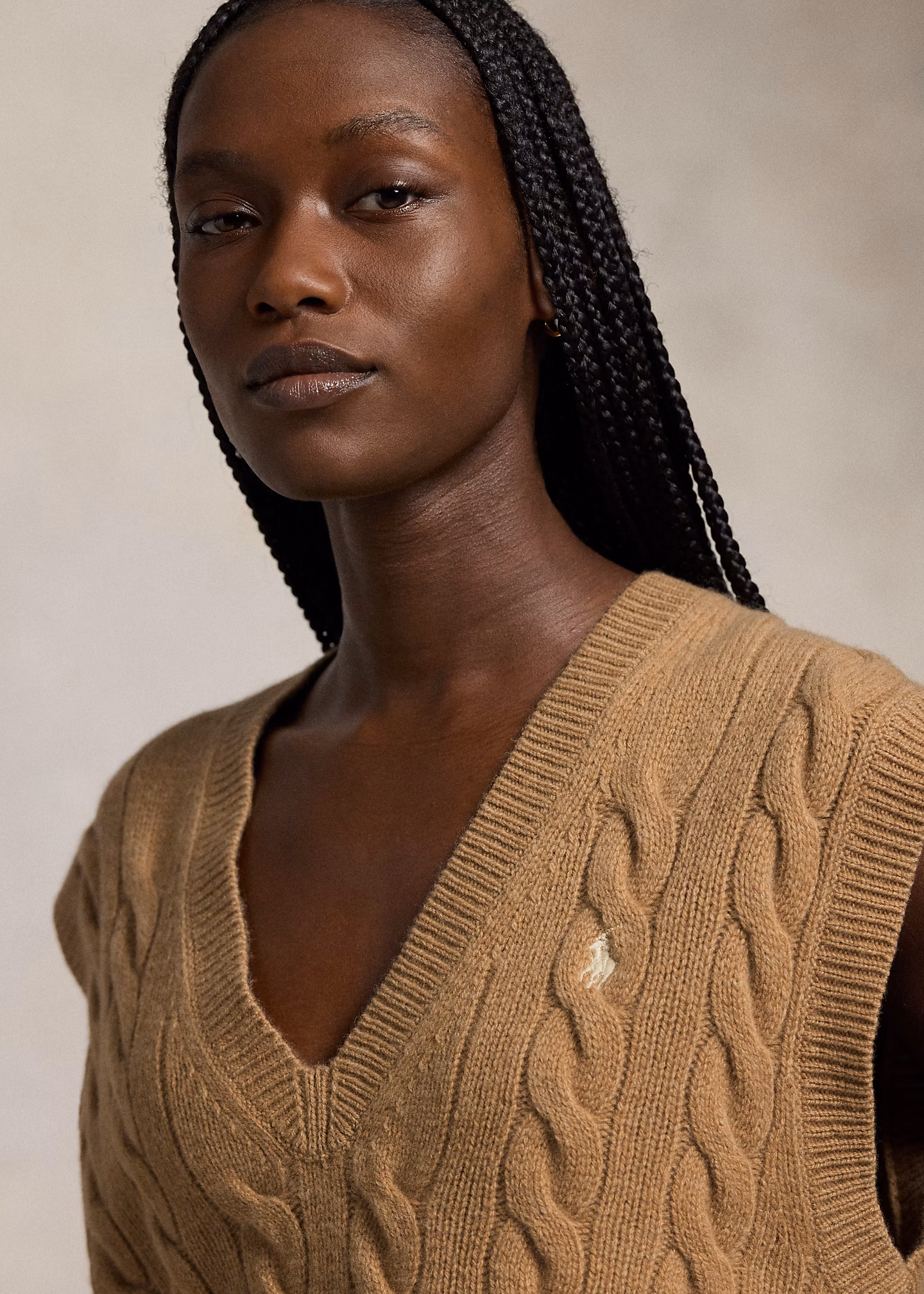 Woll-Kaschmir-Pullunder mit Zopfmuster - RALPH LAUREN OUTLET