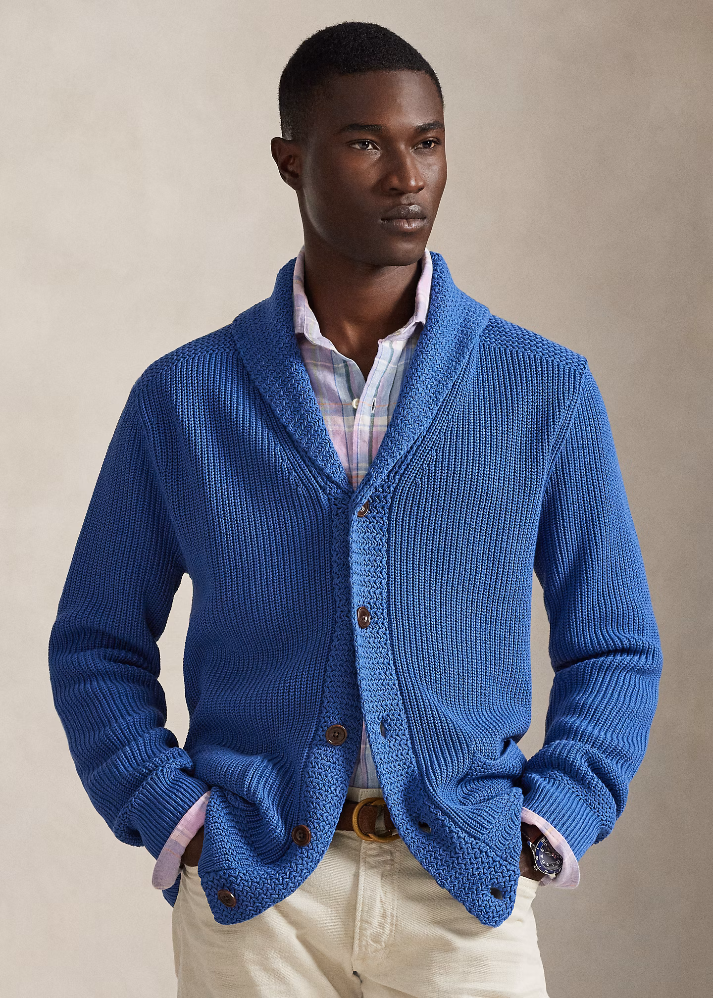 Baumwollstrickjacke mit Schalkragen - RALPH LAUREN OUTLET