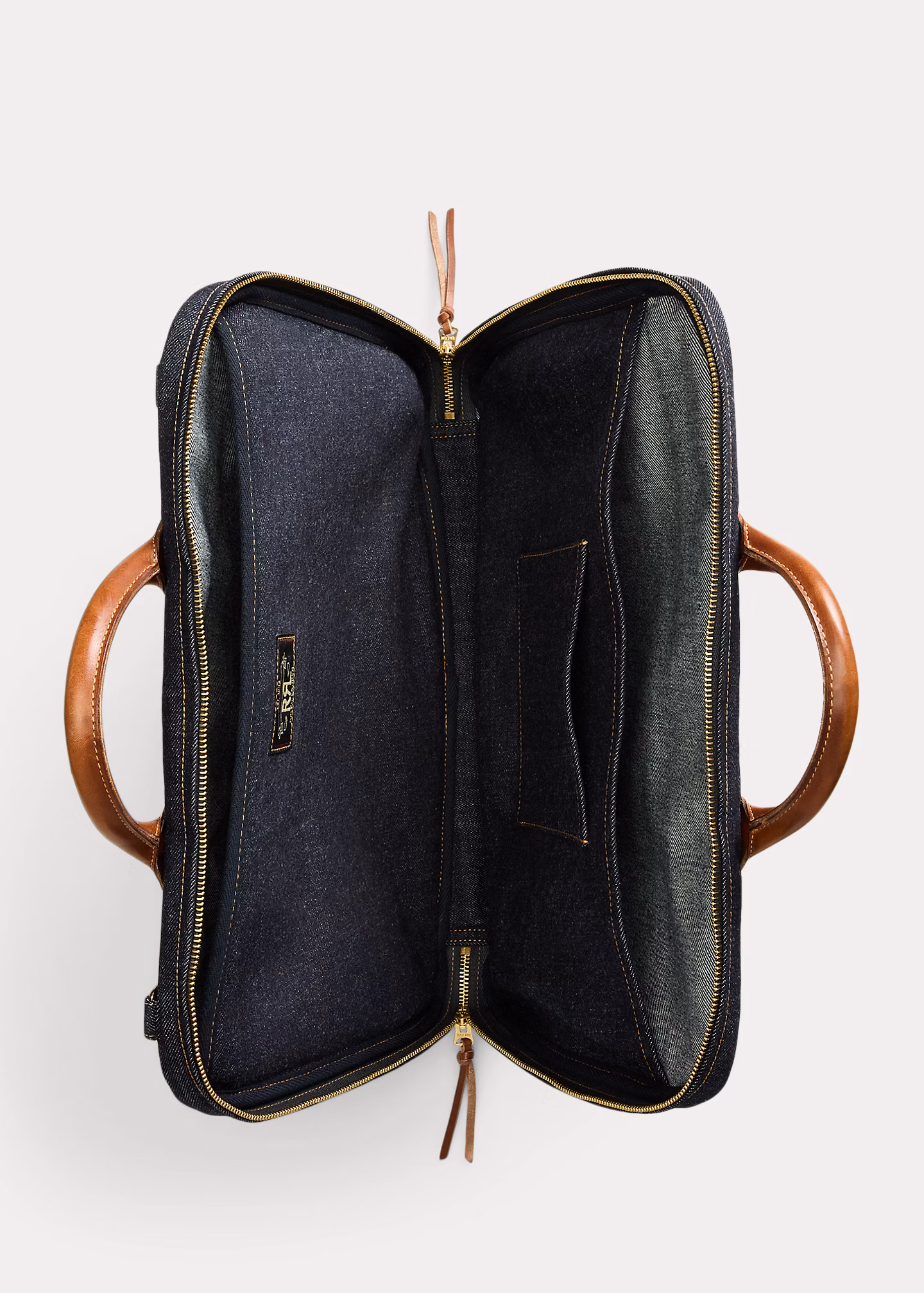 Denim-Aktentasche mit Lederbesatz - RALPH LAUREN OUTLET