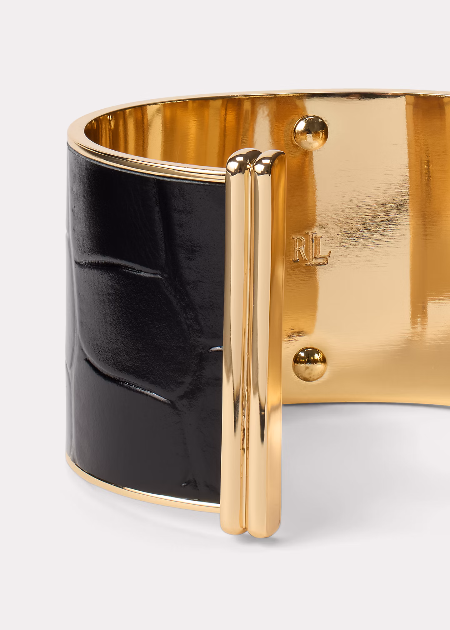 Vergoldeter Leder-Armreif mit Logo - RALPH LAUREN OUTLET