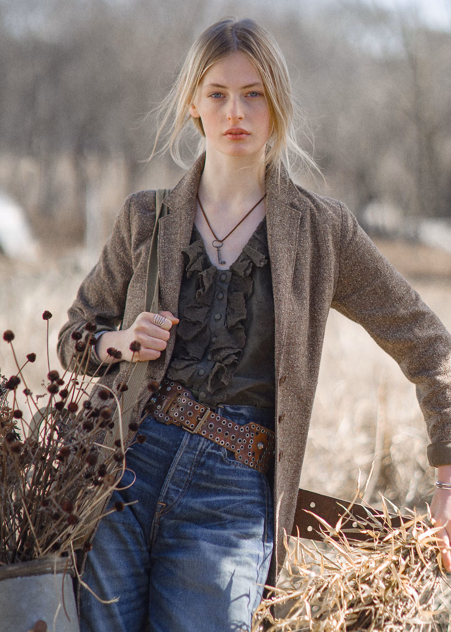 Bestickte Spitzenbluse mit Rüschenbesatz - RALPH LAUREN OUTLET