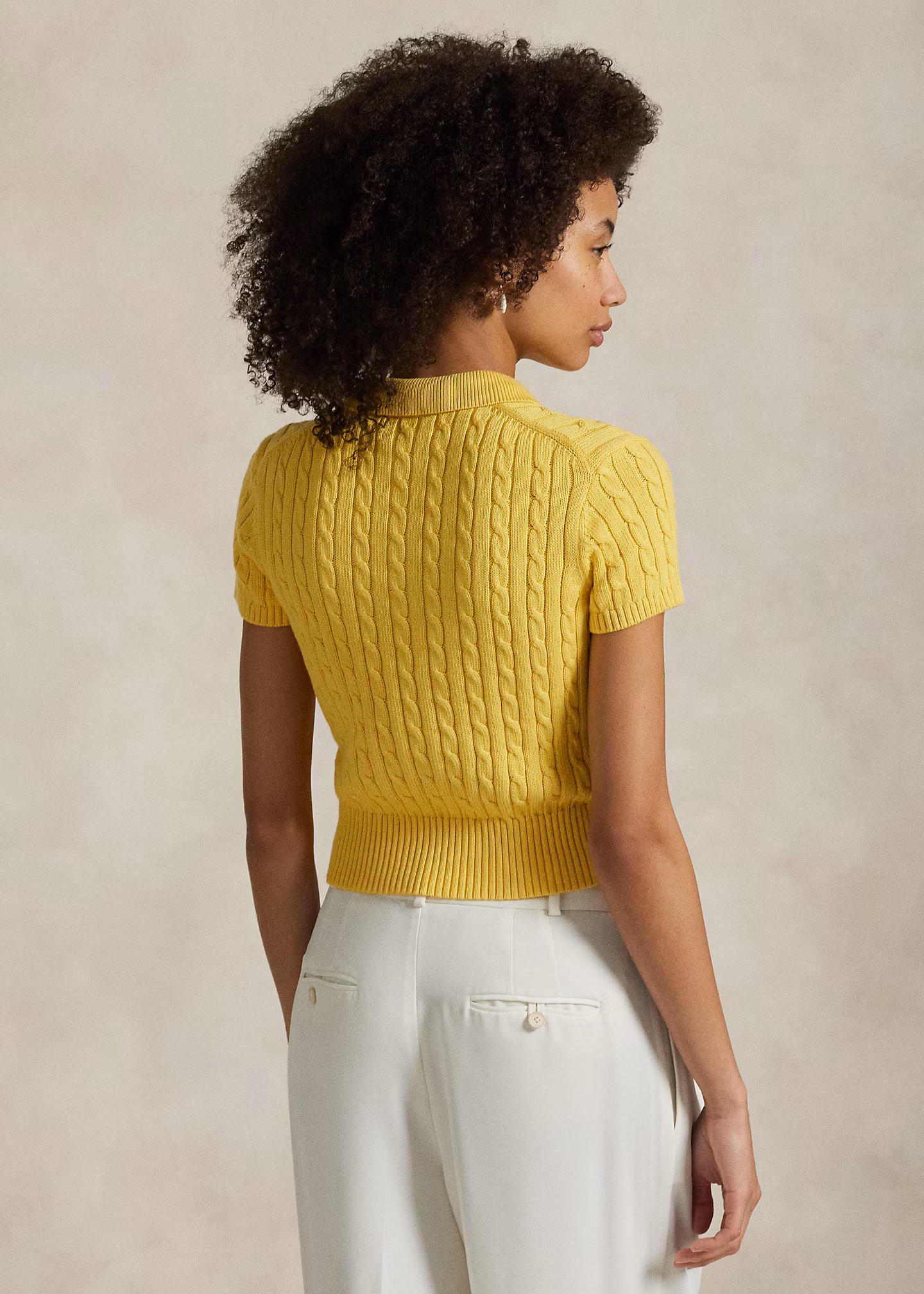 Verkürztes Poloshirt mit Zopfmuster - RALPH LAUREN OUTLET