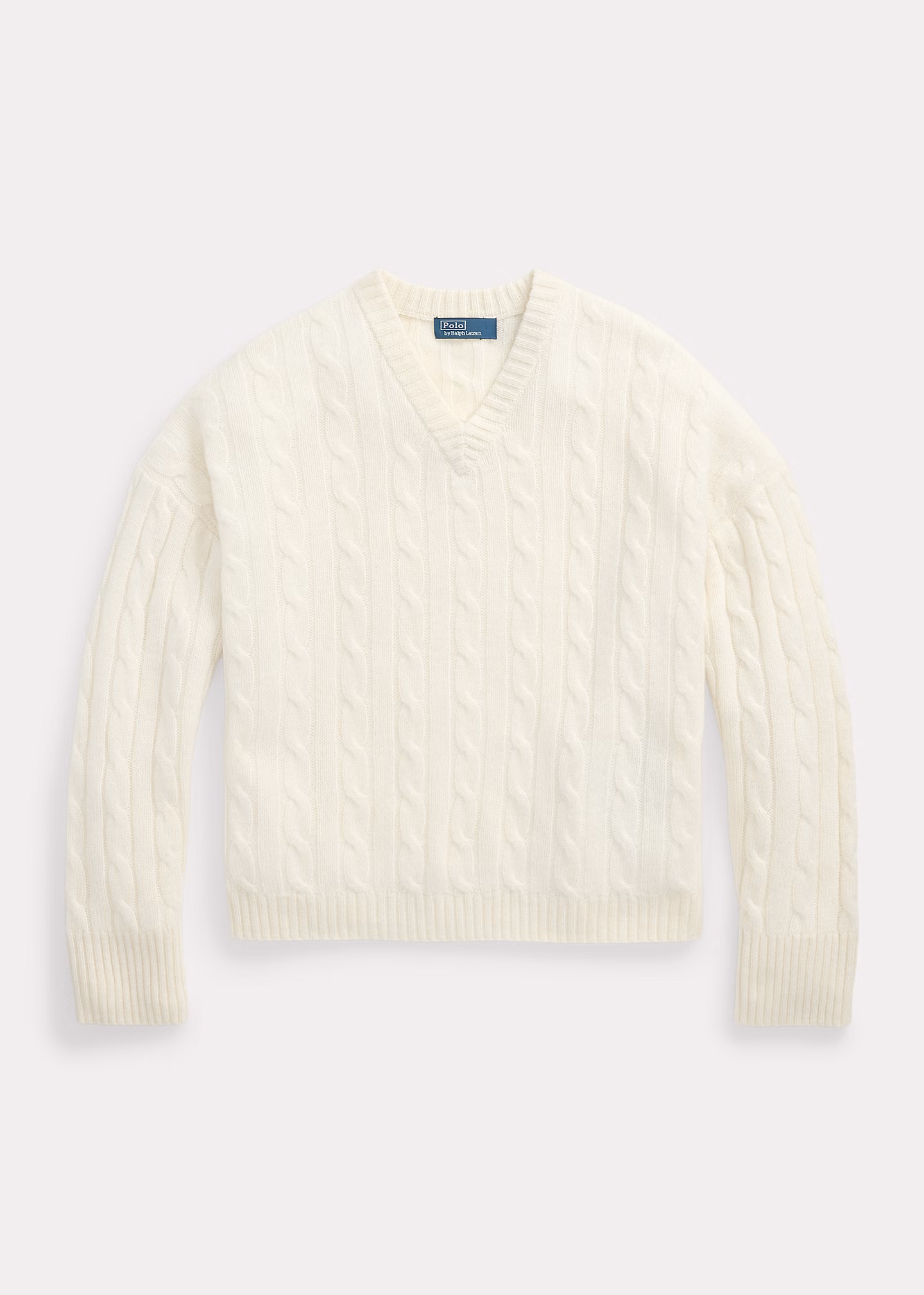 Kaschmir-Zopfpullover mit V-Ausschnitt - RALPH LAUREN OUTLET