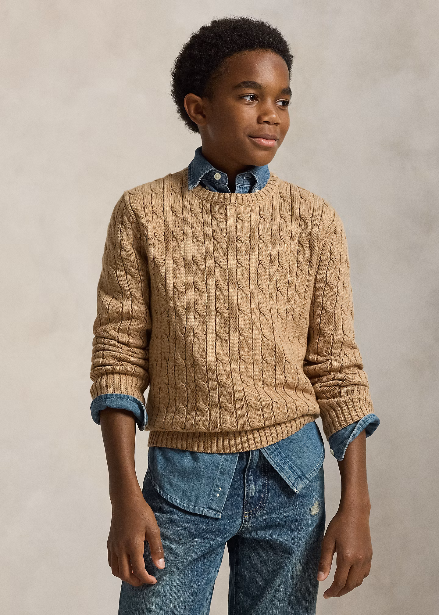 Baumwollpullover mit Zopfmuster - RALPH LAUREN OUTLET