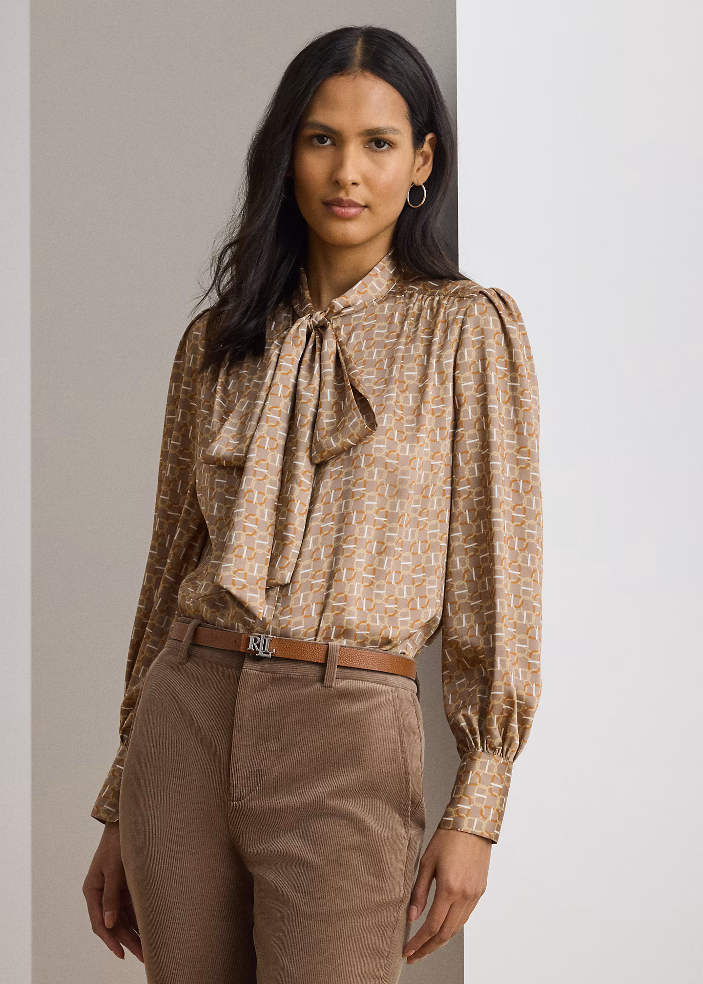 Gemusterte Twillbluse mit Bindedetail - RALPH LAUREN OUTLET