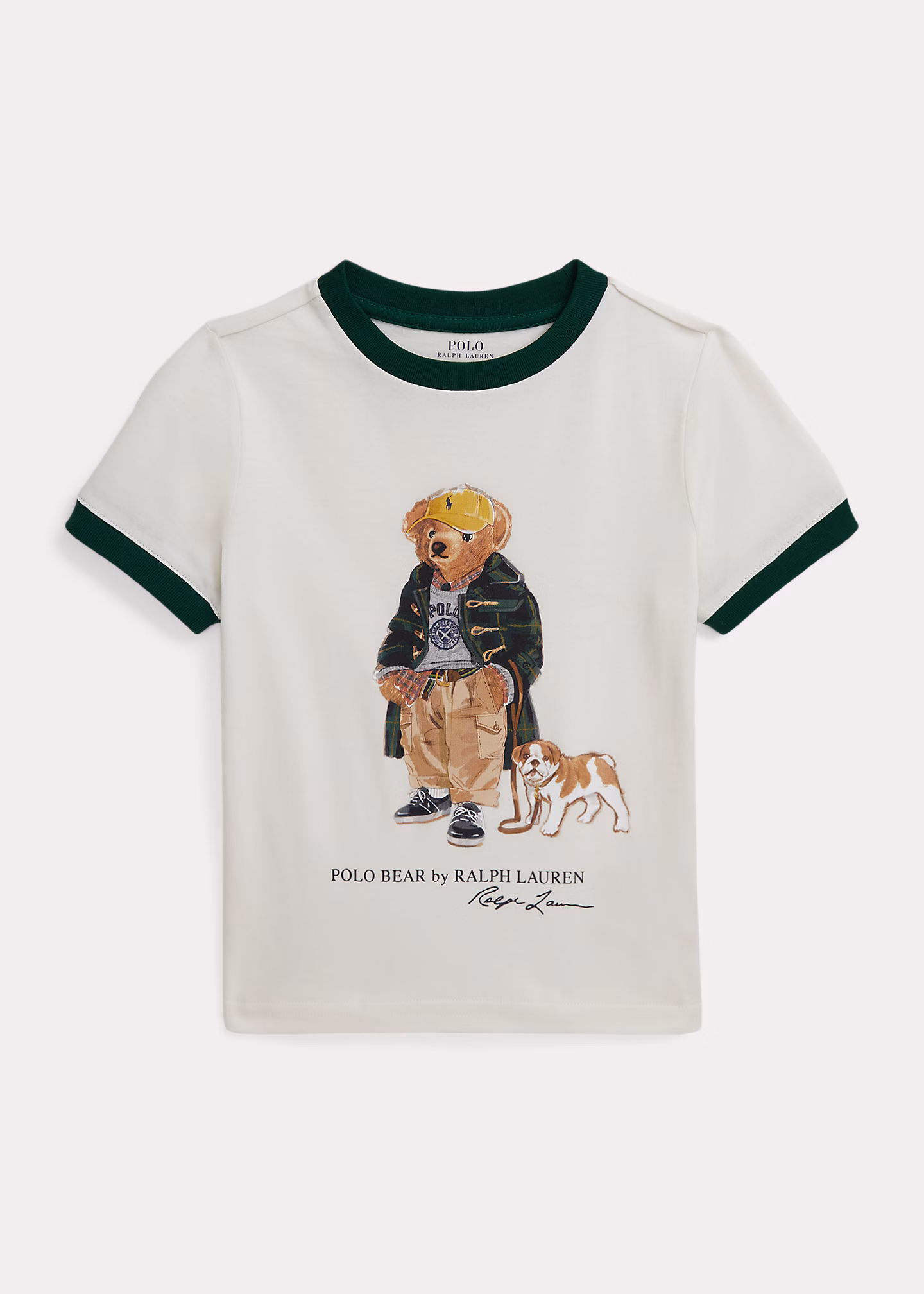 Baumwoll-Ringer-T-Shirt mit Polo Bear - RALPH LAUREN OUTLET