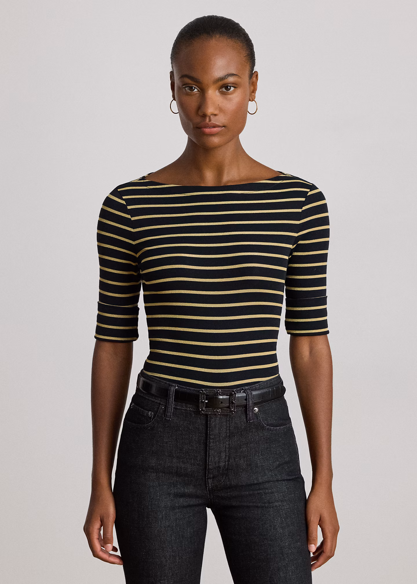 T-Shirt mit Metallic-Streifenmuster - RALPH LAUREN OUTLET