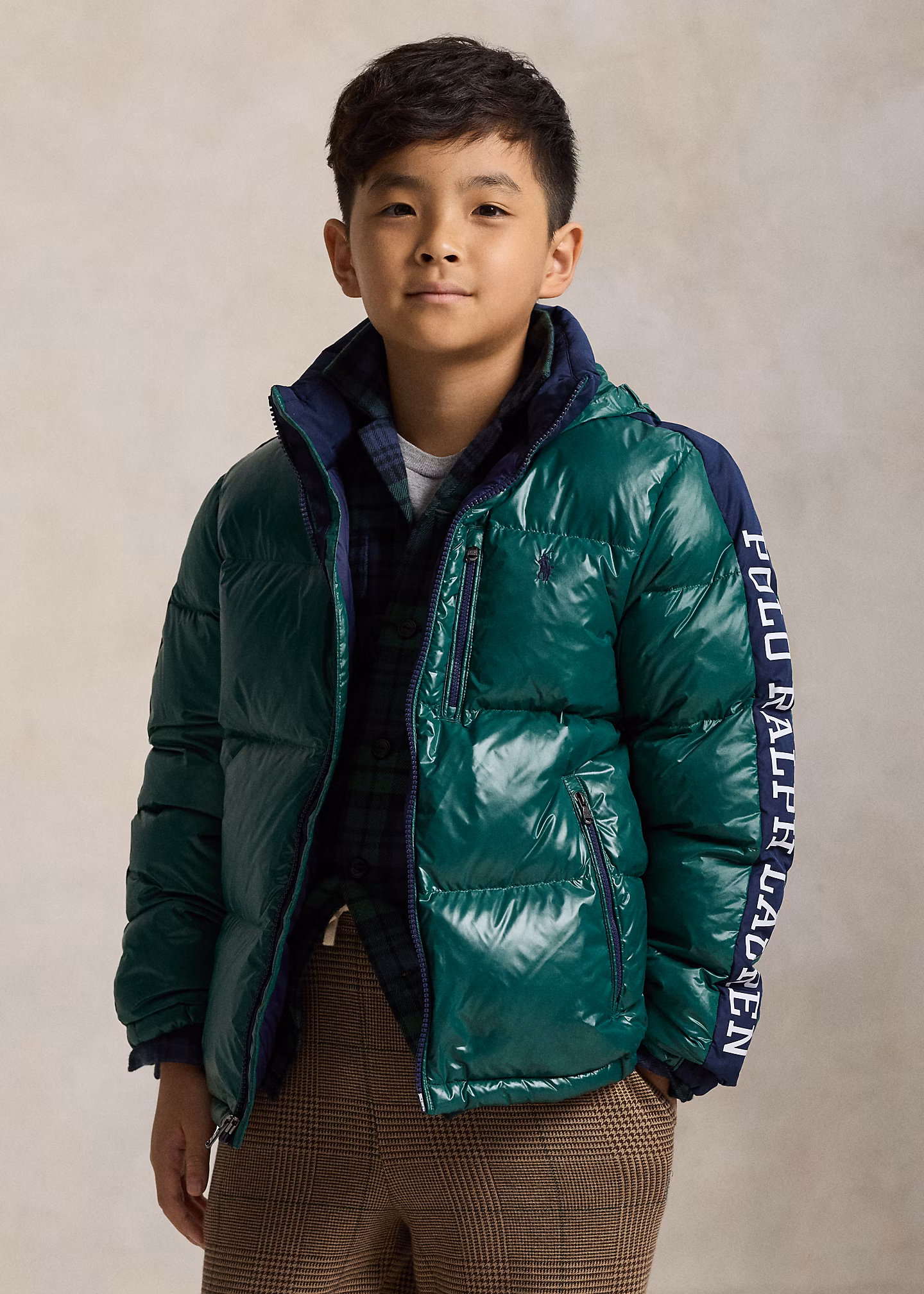 Daunenjacke mit Kapuze und Logo - RALPH LAUREN OUTLET