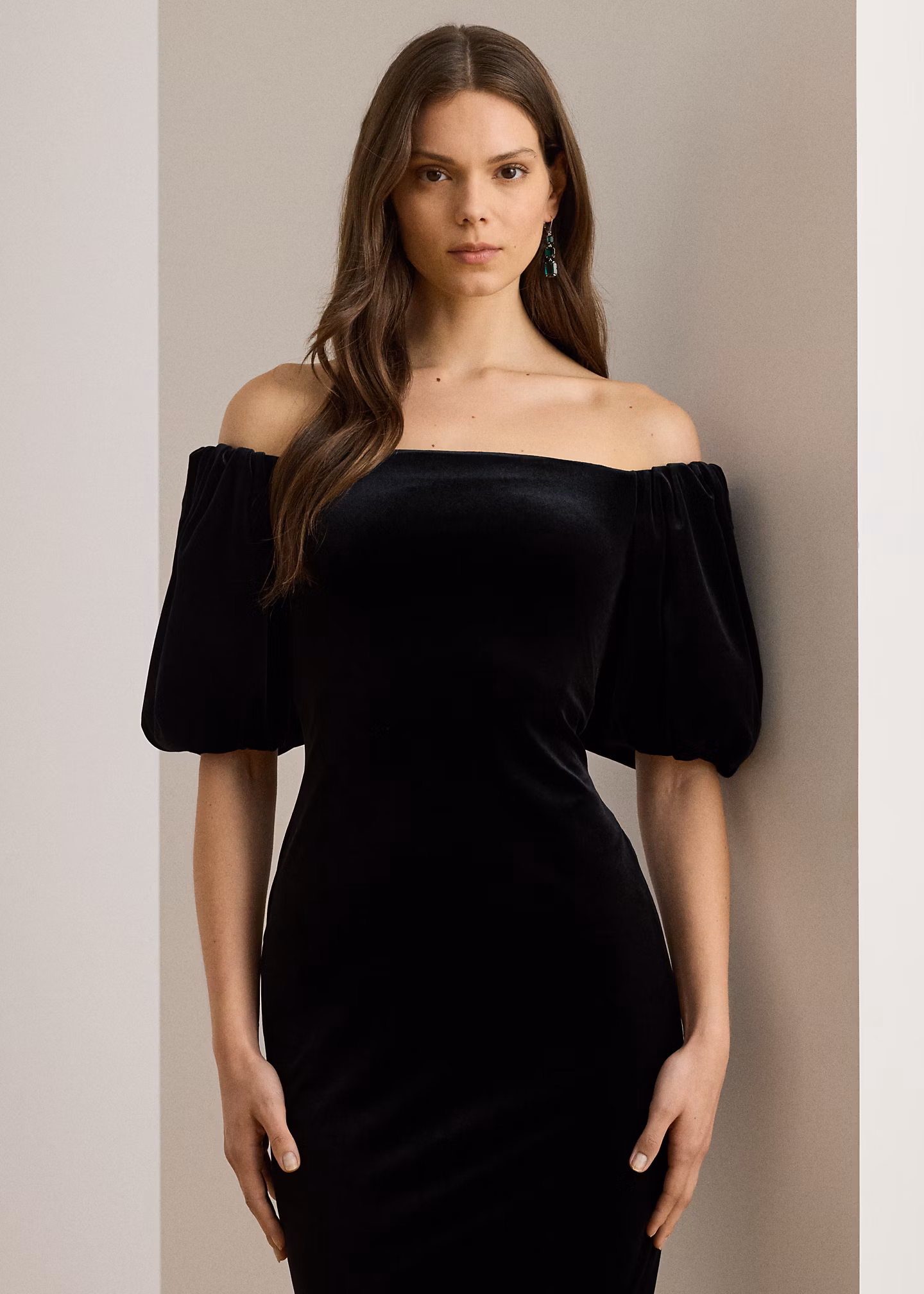 Samt-Cocktailkleid mit Ballonärmeln - RALPH LAUREN OUTLET