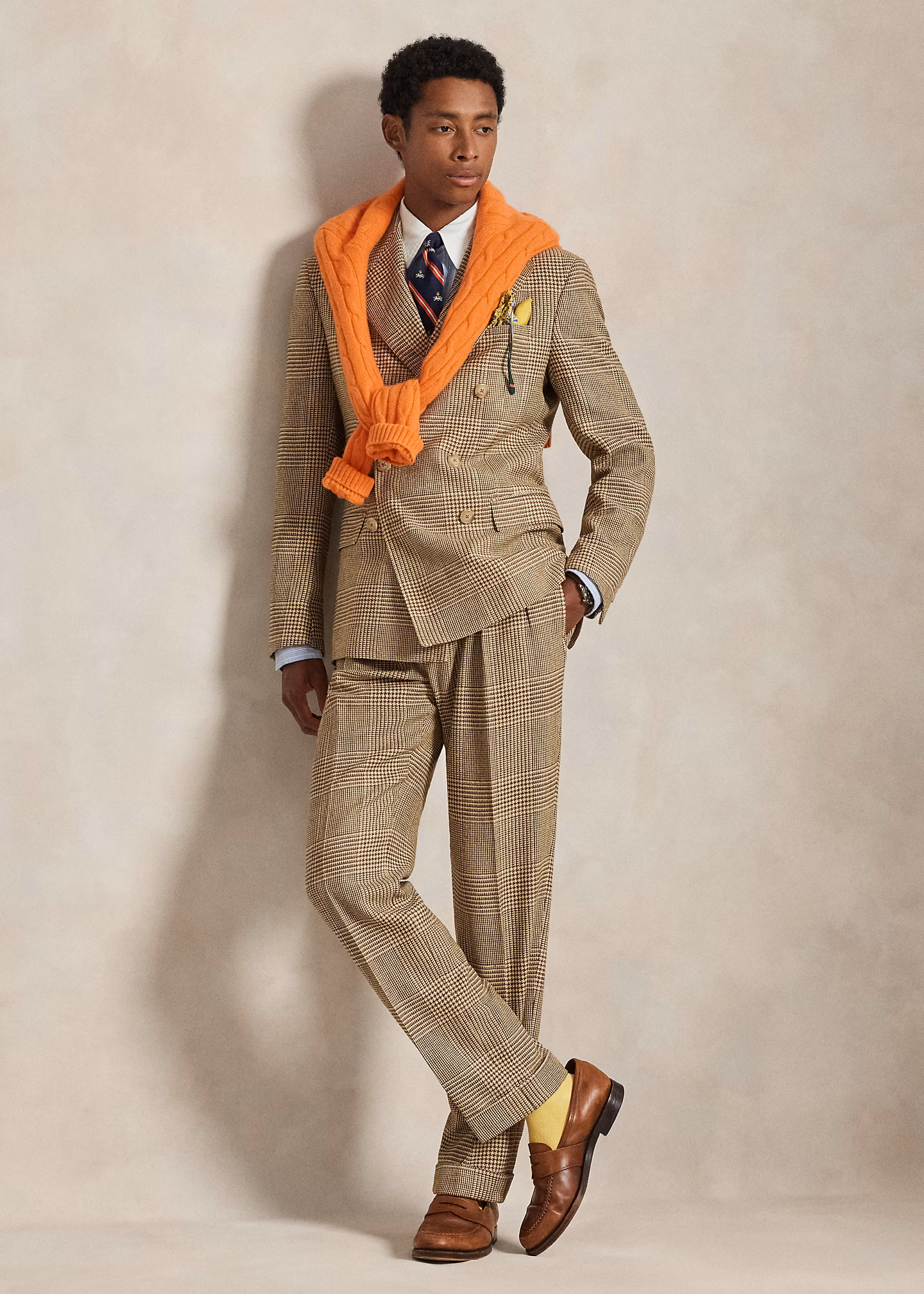 Glencheck-Anzughose mit Bundfalten - RALPH LAUREN OUTLET