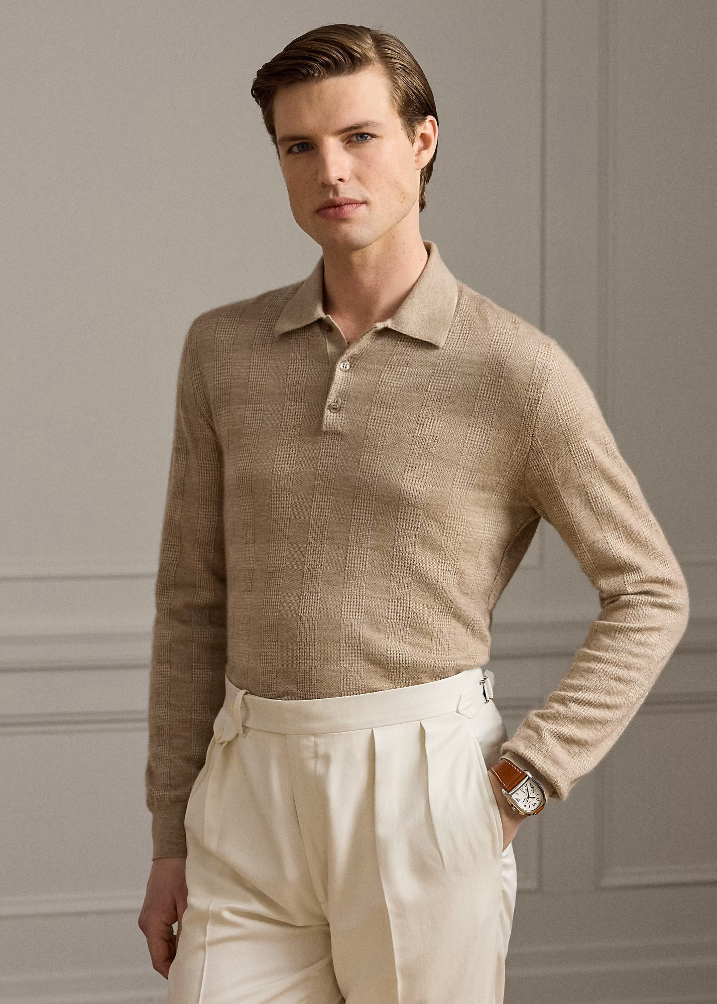 Glencheck-Kaschmirpullover mit Kragen - RALPH LAUREN OUTLET