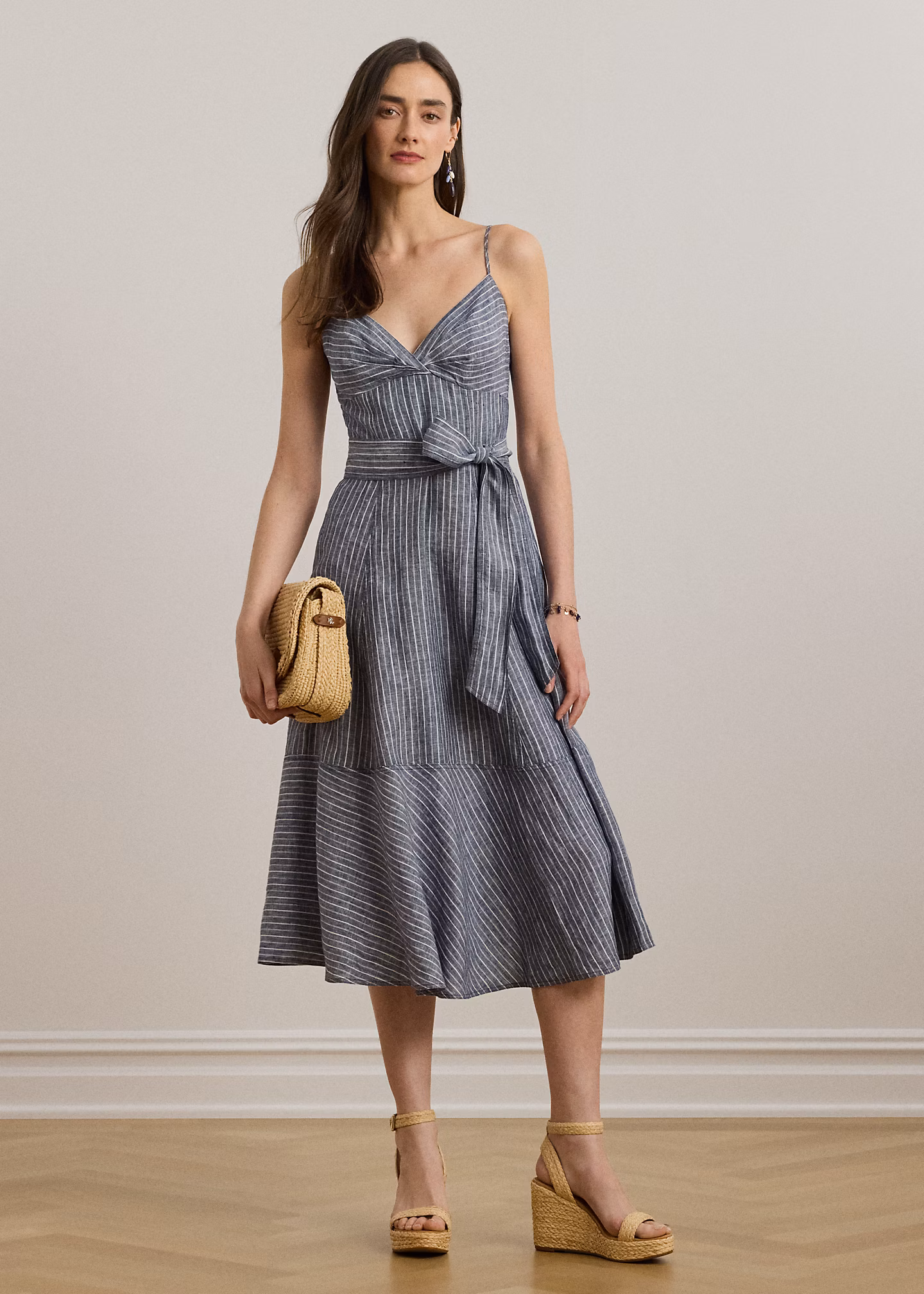 Ärmelloses Leinenkleid mit Gürtel - RALPH LAUREN OUTLET