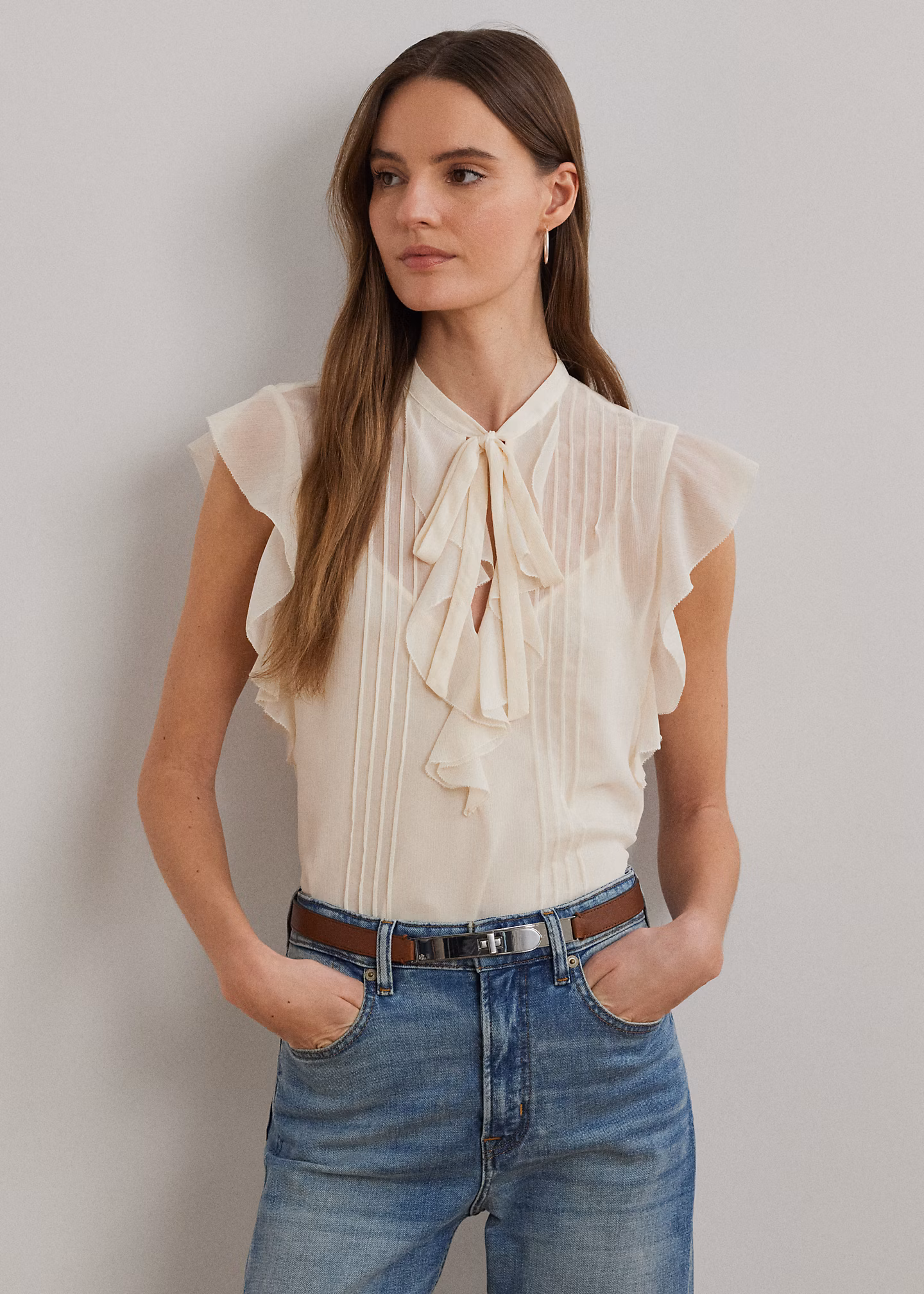 Bluse mit Biesen und Bindedetail - RALPH LAUREN OUTLET