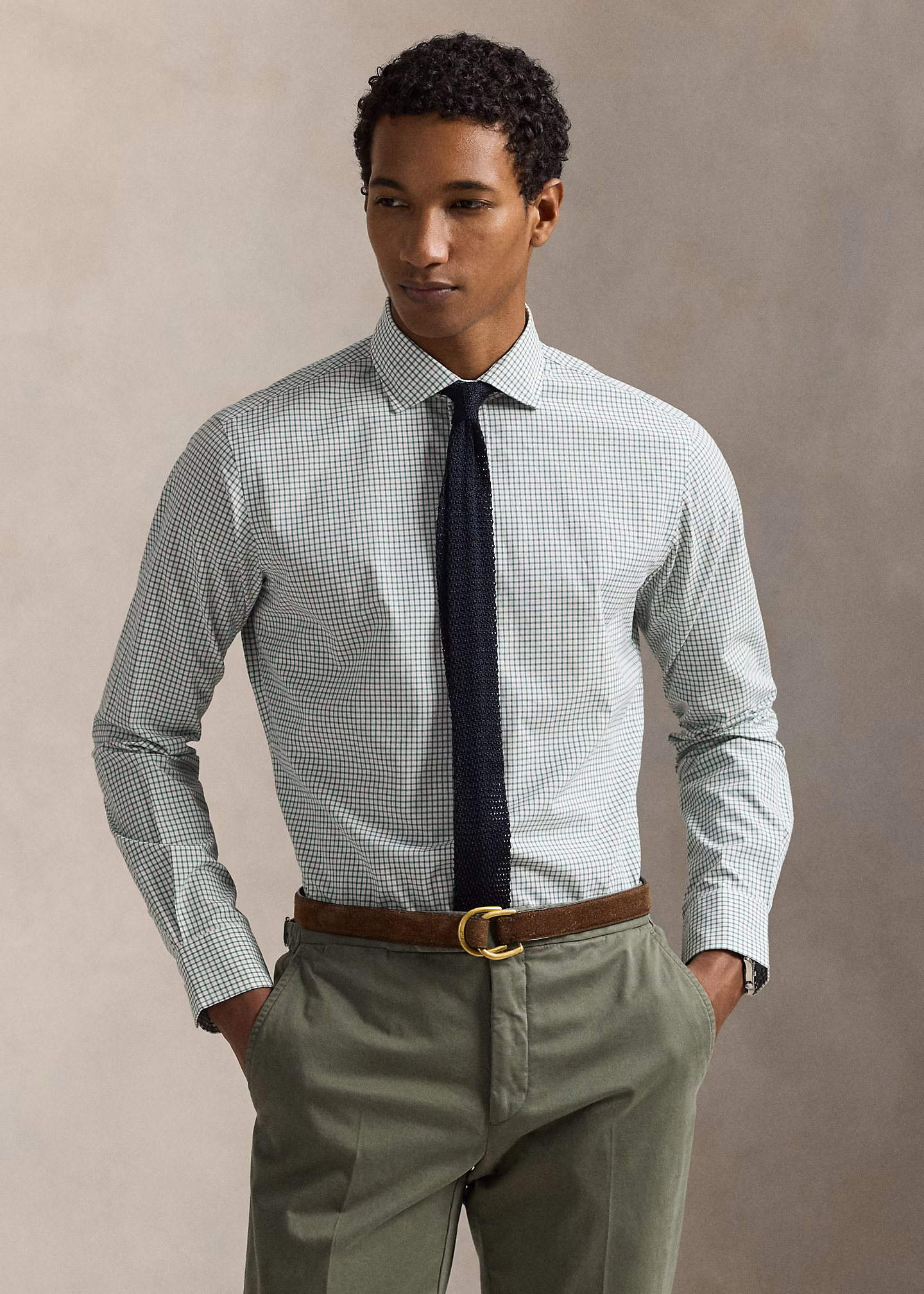 Classic-Fit Glencheck-Hemd aus Popeline - RALPH LAUREN OUTLET