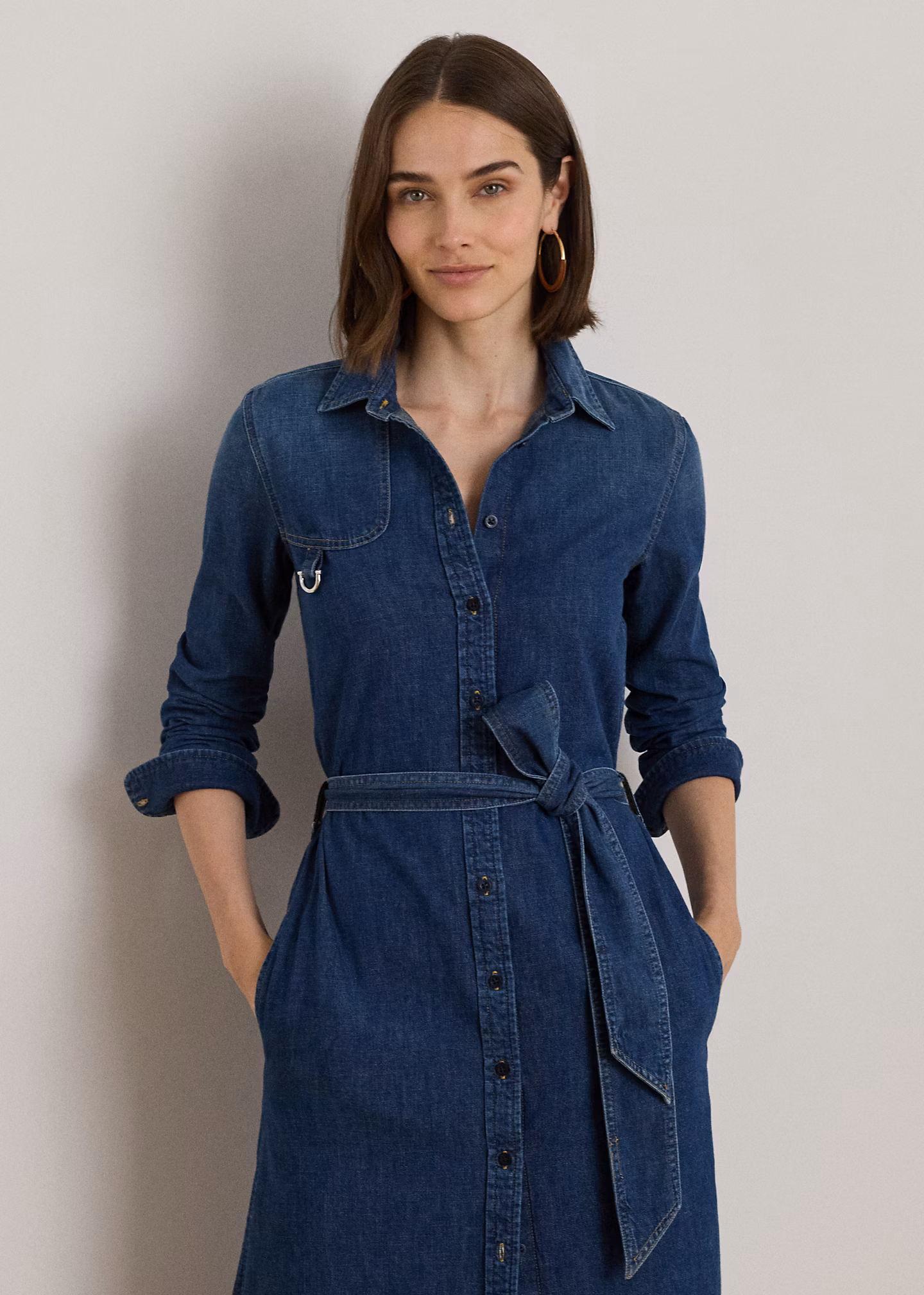 Denim-Hemdkleid mit Gürtel und Anhänger - RALPH LAUREN OUTLET