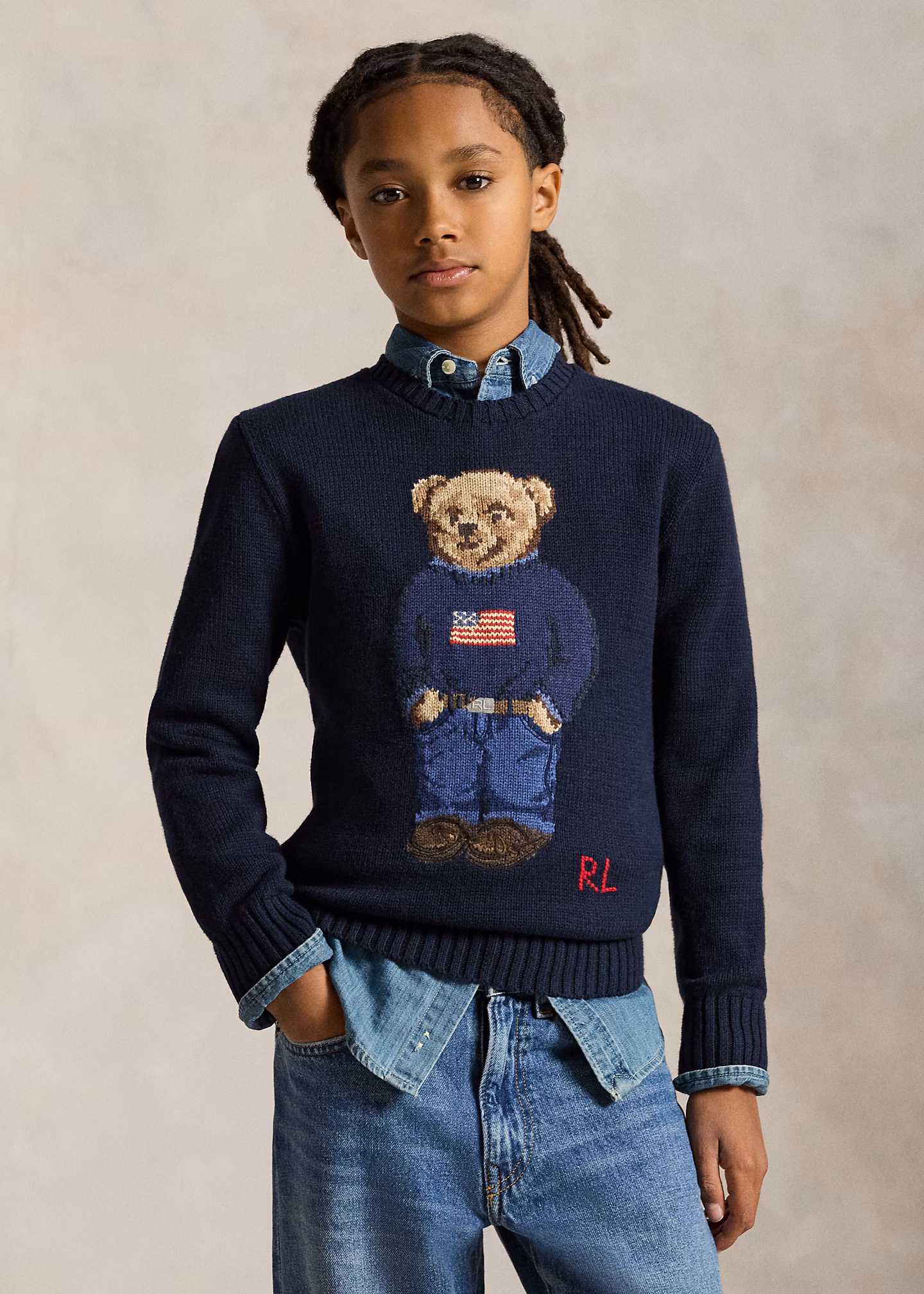 Baumwollpullover mit Polo Bear - RALPH LAUREN OUTLET