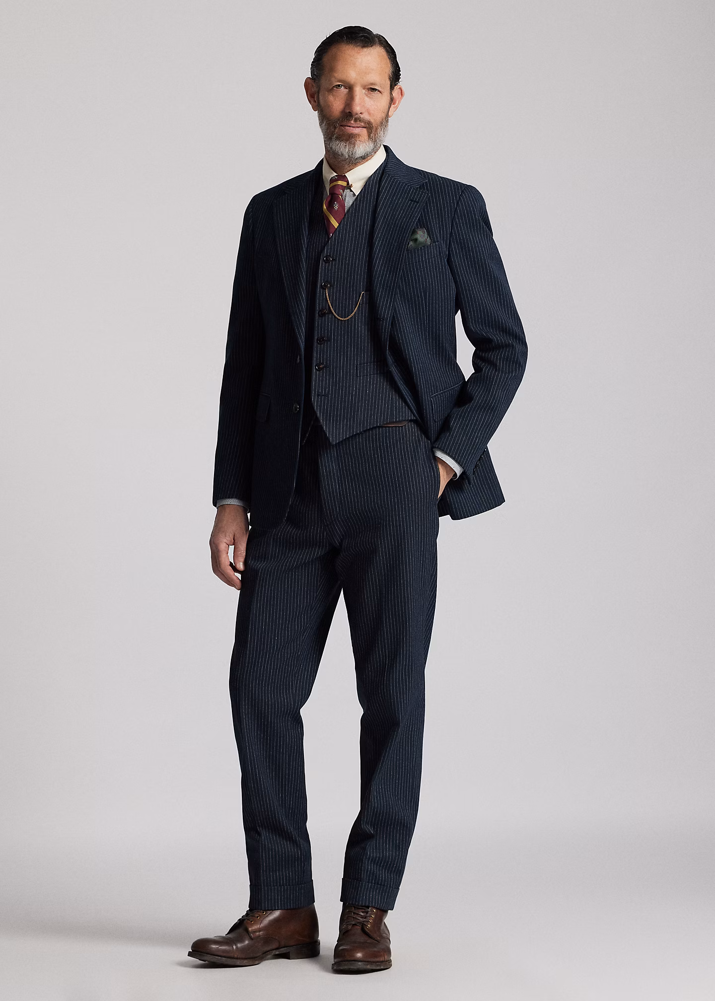 Gestreifte Slim-Fit Fischgrat-Anzughose - RALPH LAUREN OUTLET