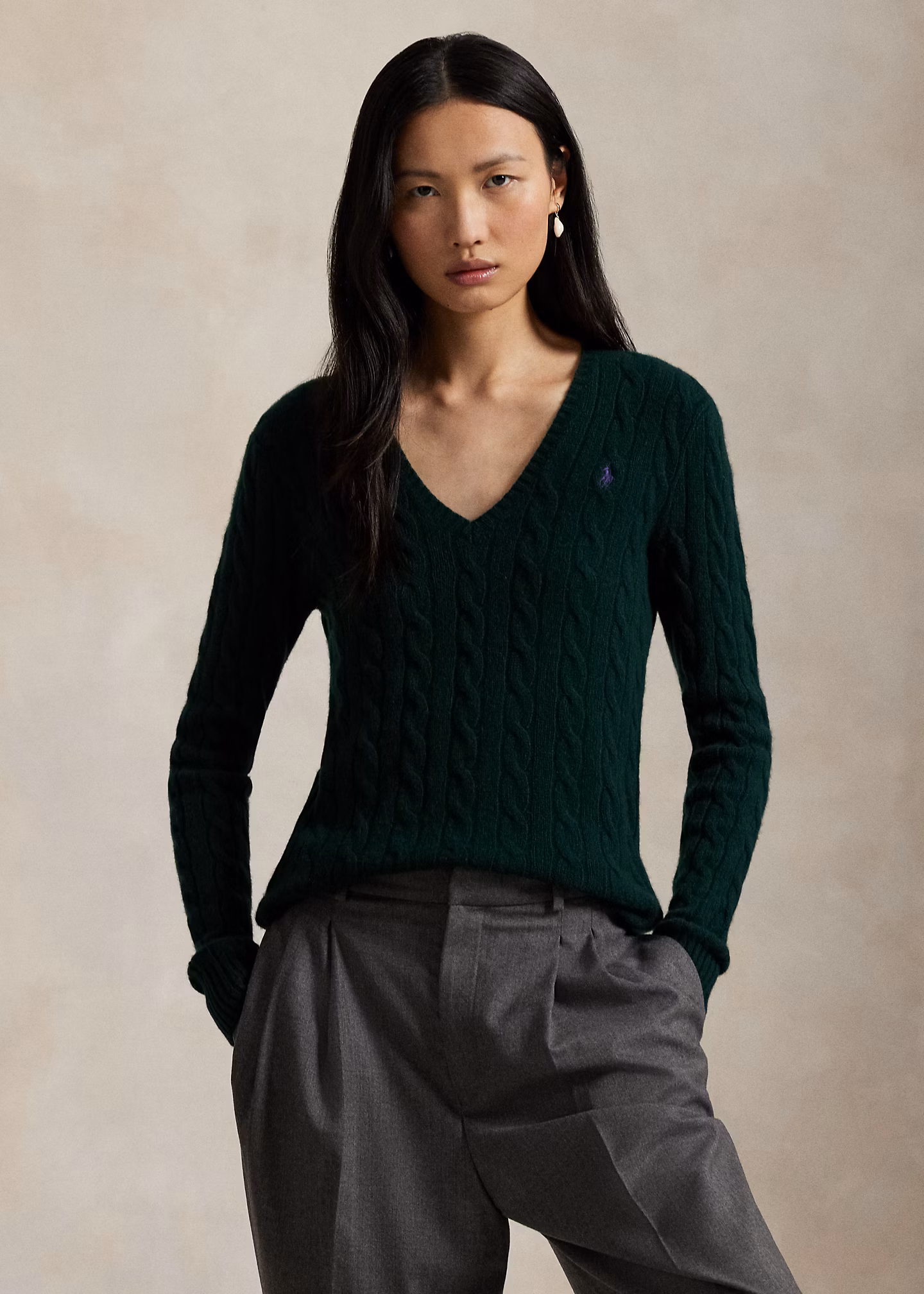 Woll-Kaschmir-Pullover mit Zopfmuster - RALPH LAUREN OUTLET