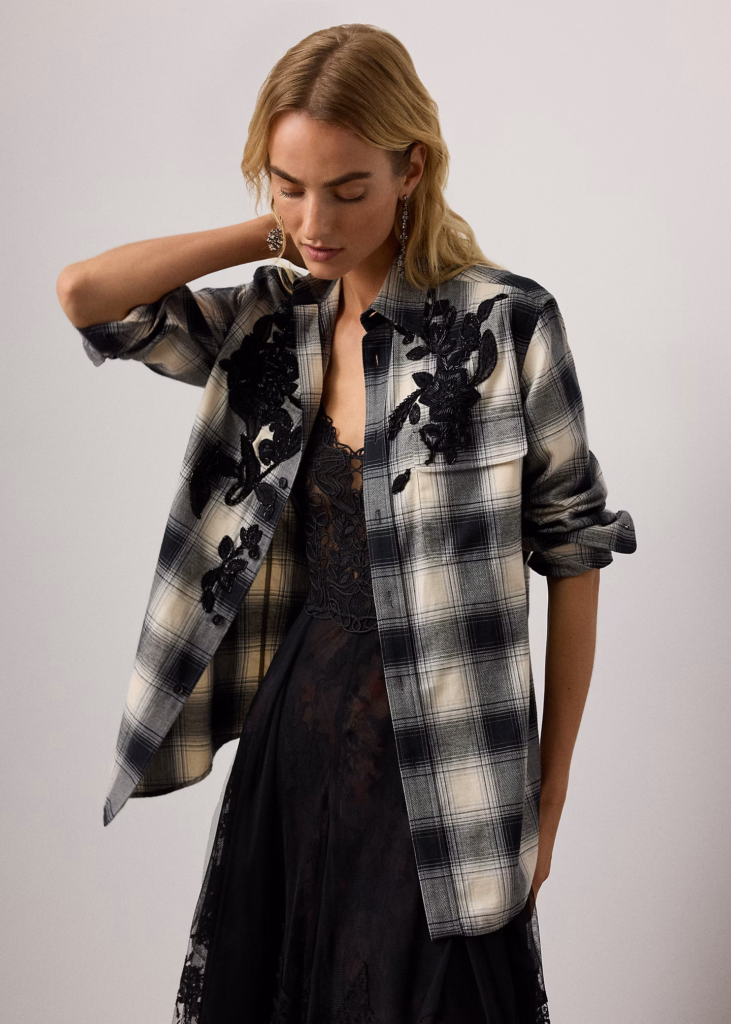 Flanell-Karohemd Leeann mit Verzierung - RALPH LAUREN OUTLET