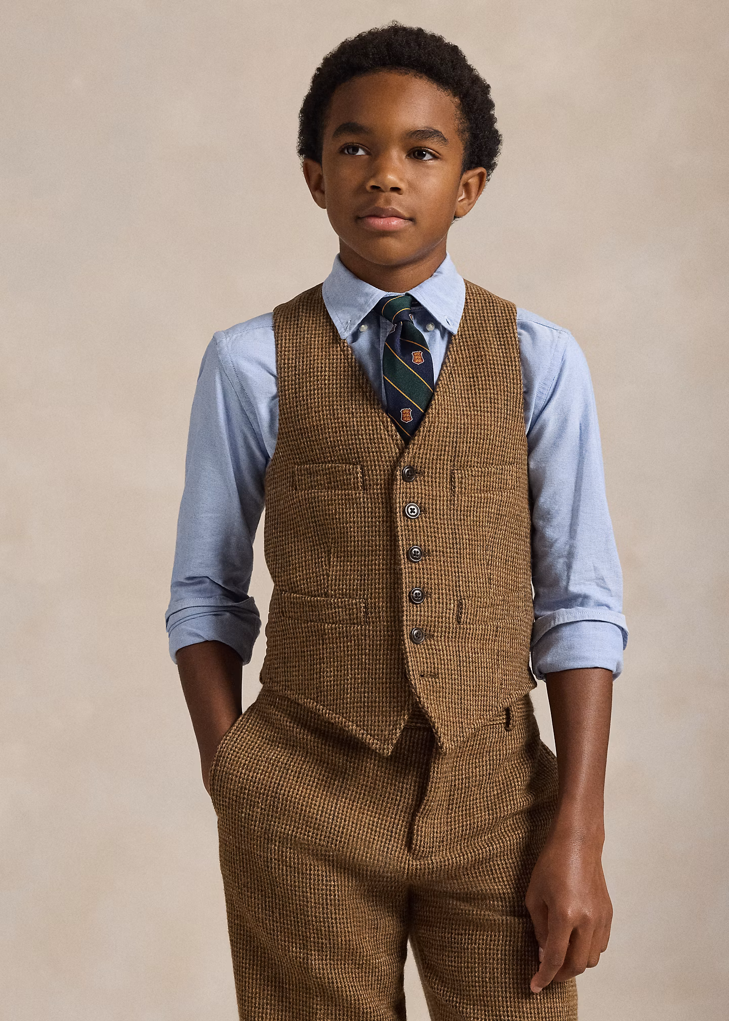 Glencheck-Weste aus Wolltweed - RALPH LAUREN OUTLET