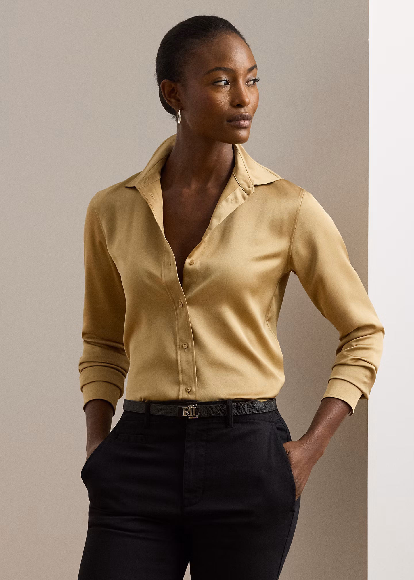 Classic-Fit Hemd aus Satin-Charmeuse - RALPH LAUREN OUTLET