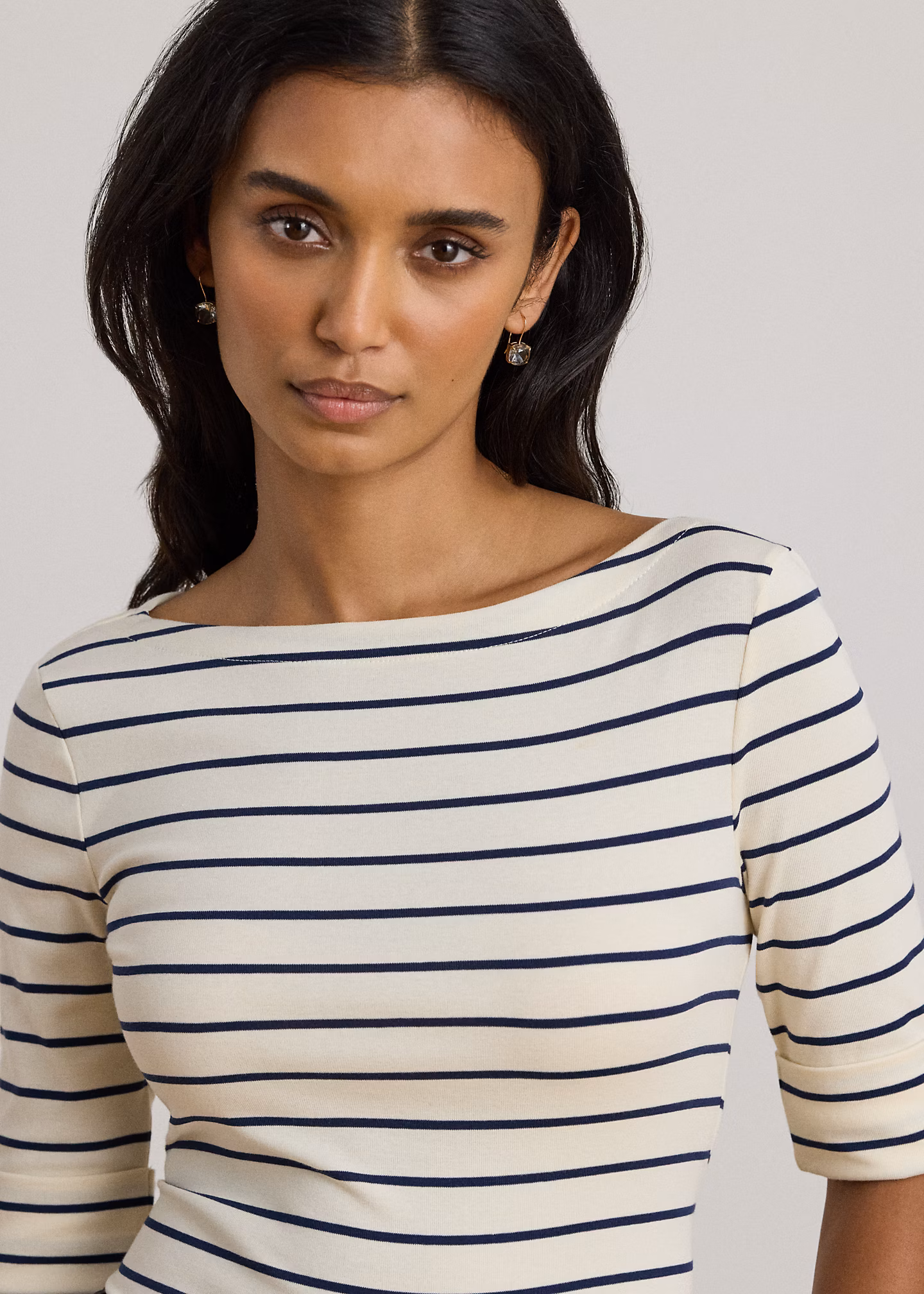 Baumwoll-T-Shirt mit U-Boot-Ausschnitt - RALPH LAUREN OUTLET