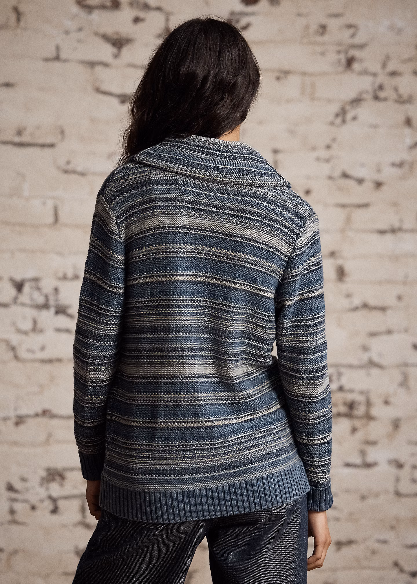 Indigoblaue Strickjacke mit Streifen - RALPH LAUREN OUTLET