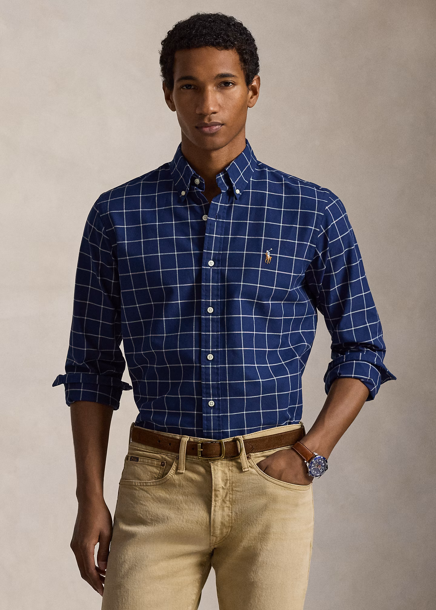 Custom-Fit Windowpane-Karo-Oxfordhemd - RALPH LAUREN OUTLET