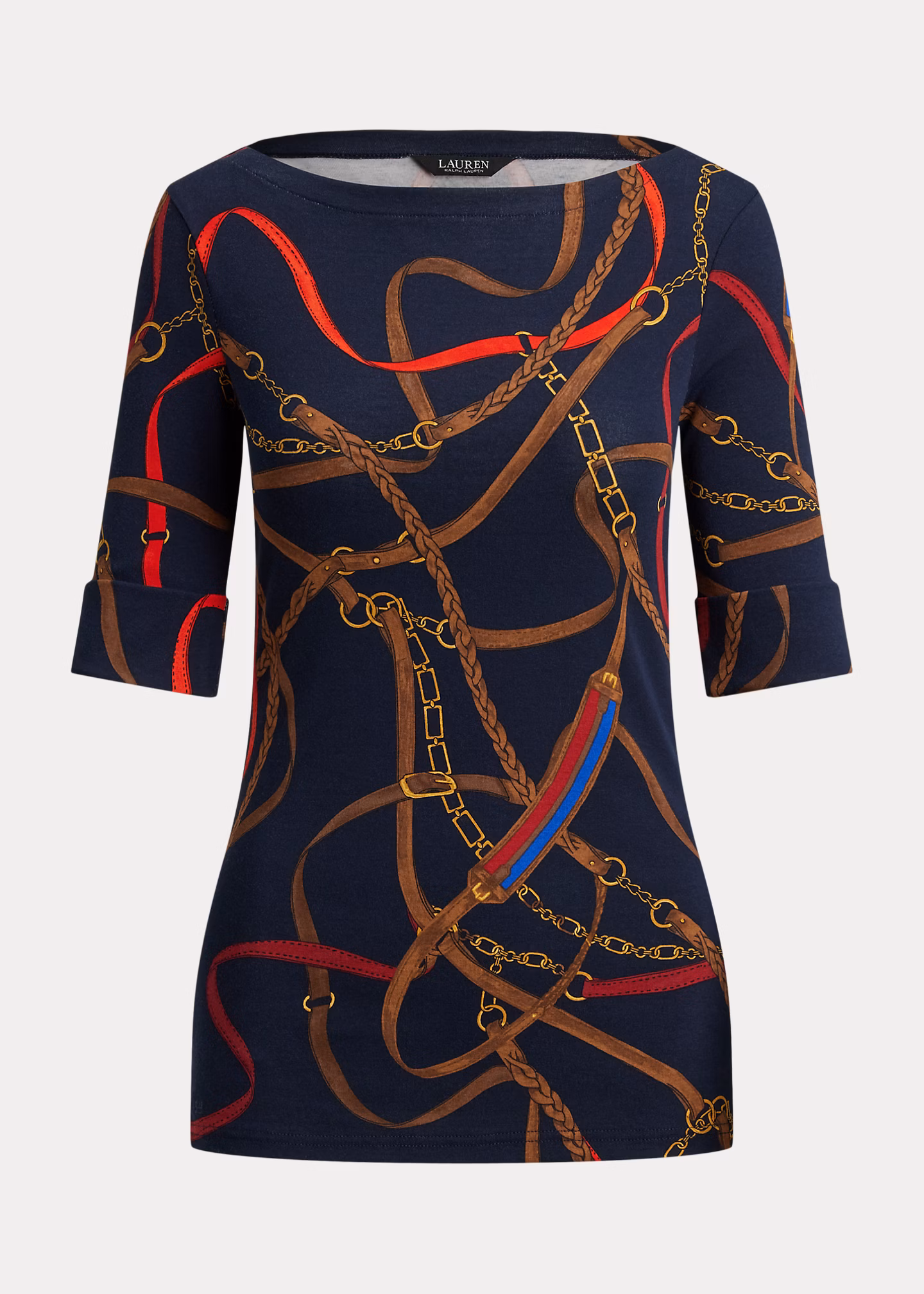 Baumwoll-T-Shirt mit Gürteldruck - RALPH LAUREN OUTLET