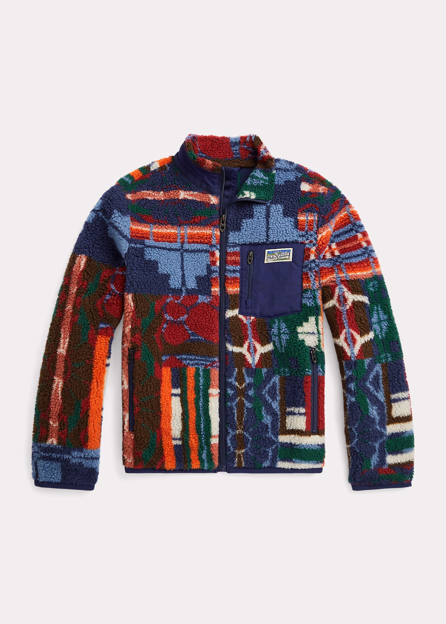 Teddy-Fleecejacke mit Patchwork-Druck - RALPH LAUREN OUTLET