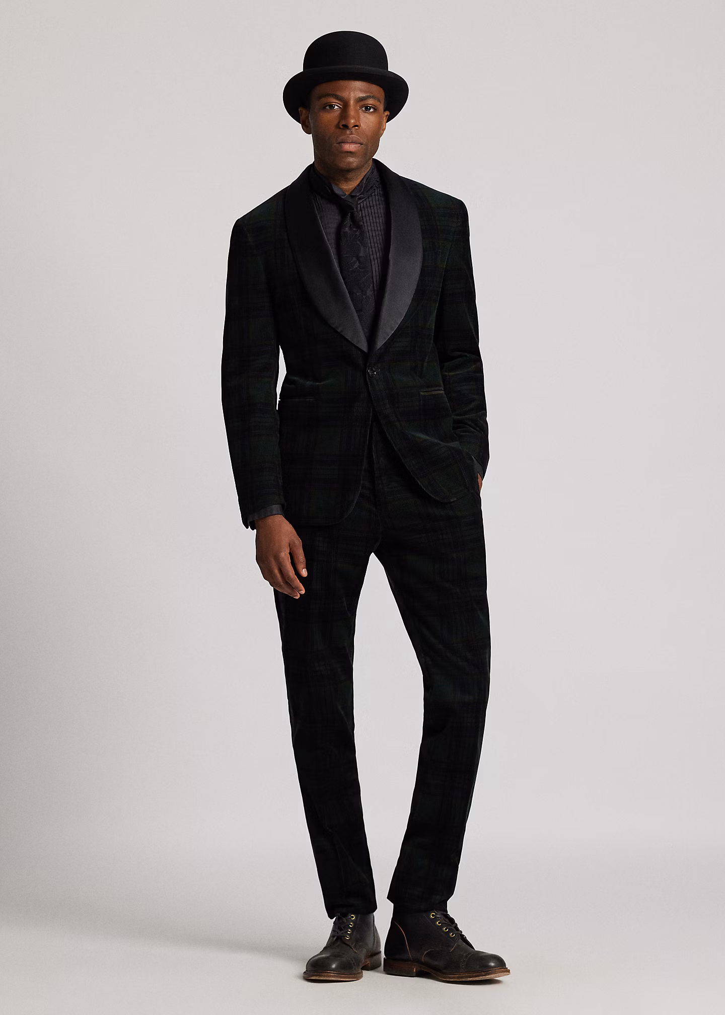 Smokingjacke aus kariertem Kordsamt - RALPH LAUREN OUTLET