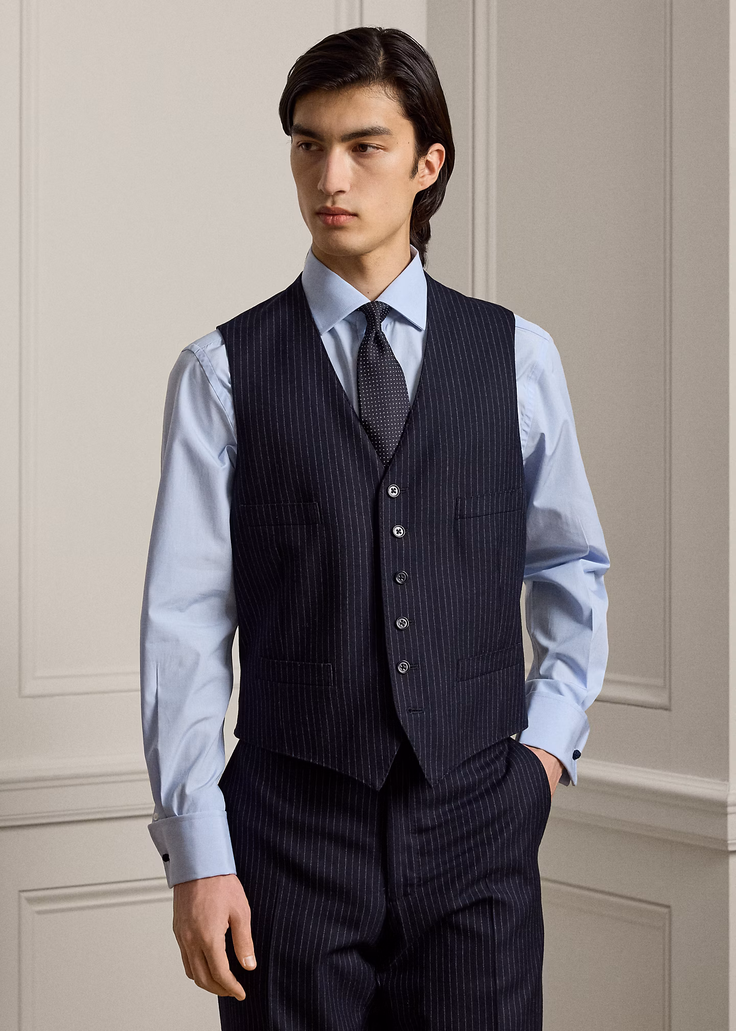 Handgeschneiderte Wollweste mit Streifen - RALPH LAUREN OUTLET