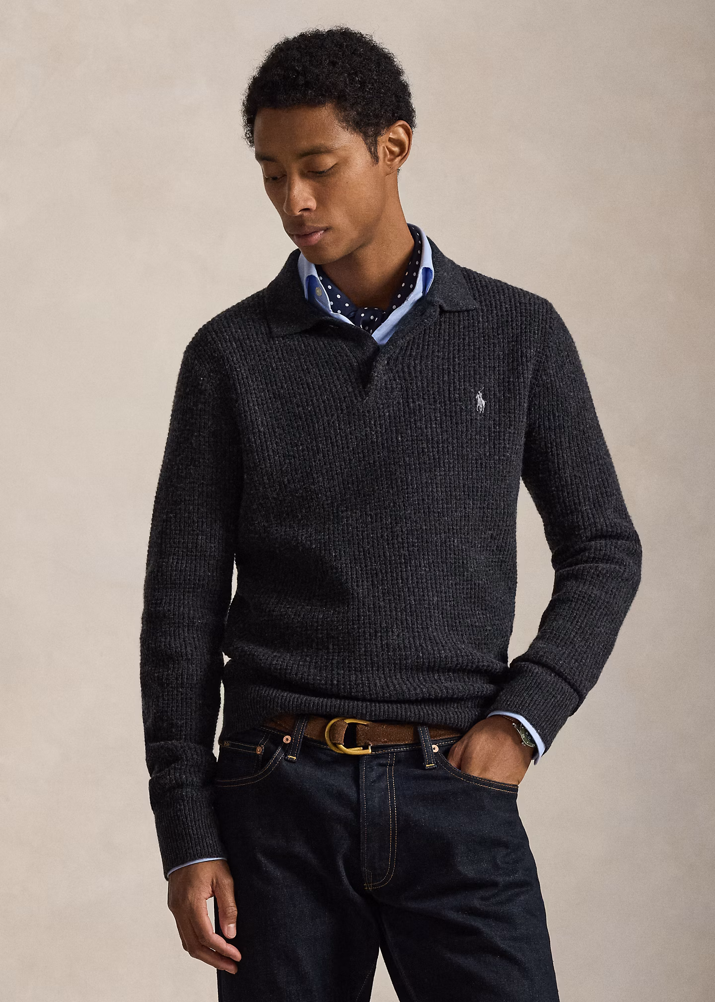 Strukturierter Pullover mit Polokragen - RALPH LAUREN OUTLET