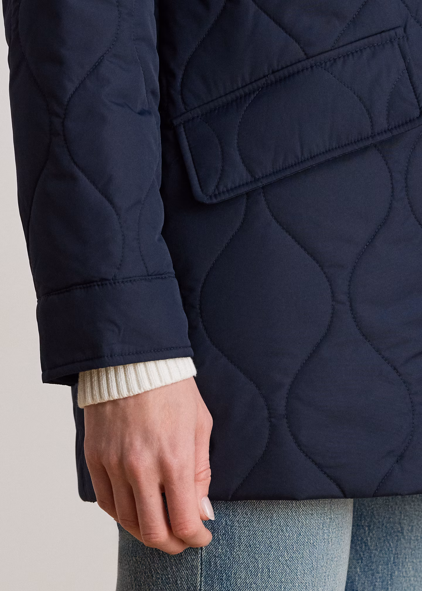 Steppjacke mit Denim-Besatz - RALPH LAUREN OUTLET