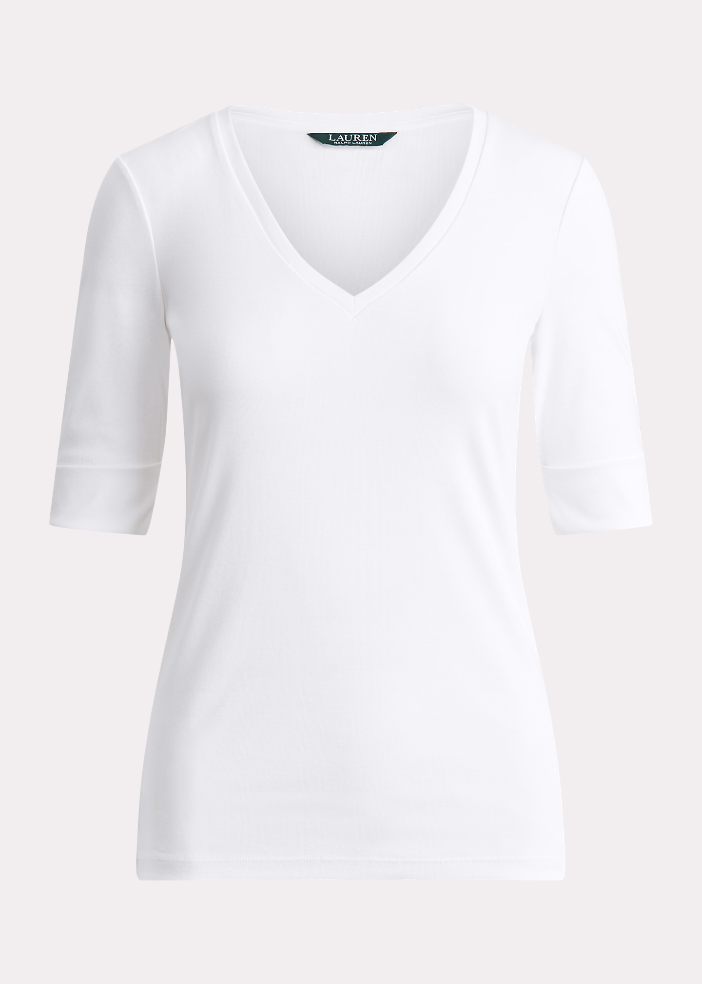 Baumwollstretch-T-Shirt mit V-Ausschnitt - RALPH LAUREN OUTLET