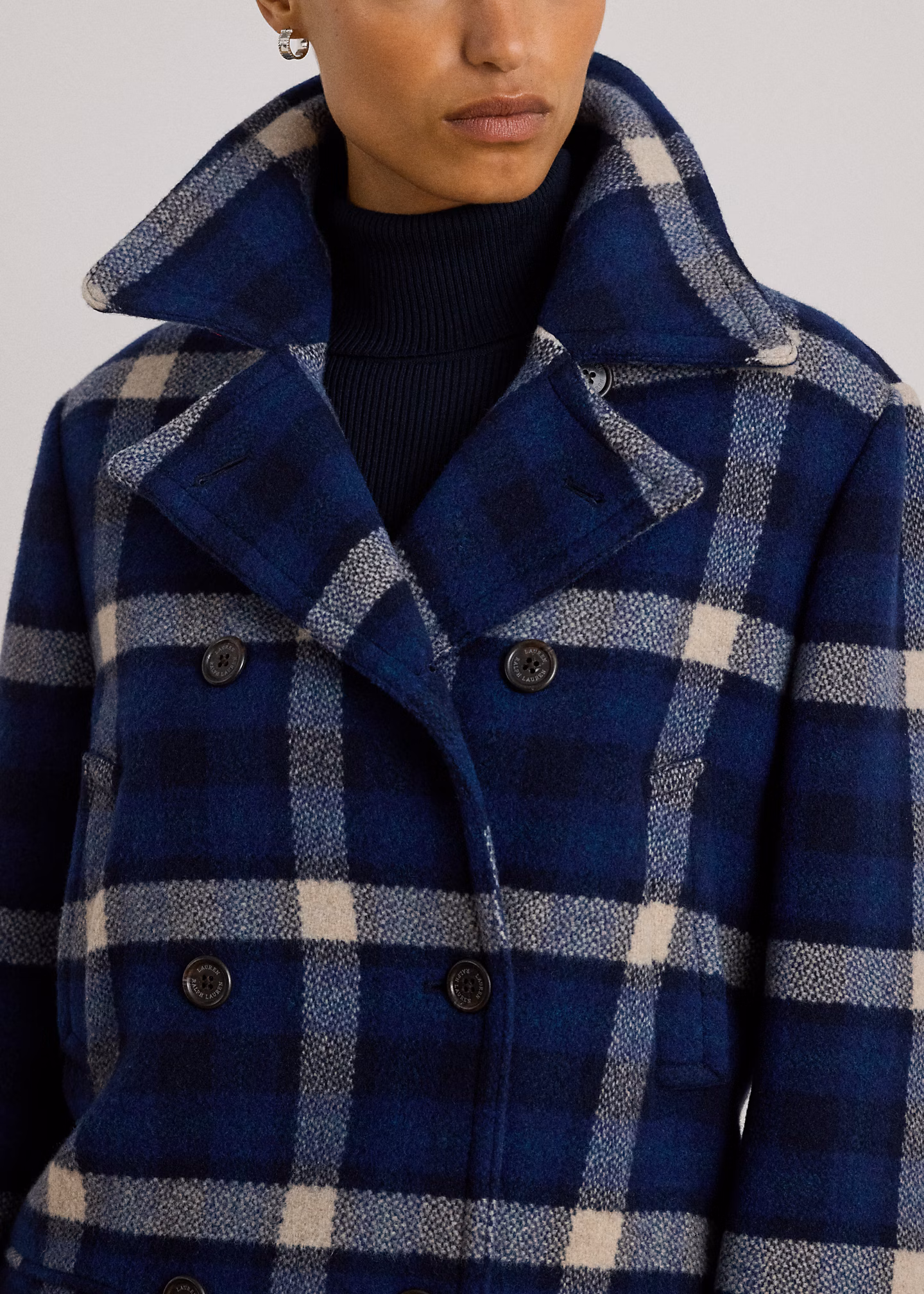 Zweireihiger Tweedmantel mit Karomuster - RALPH LAUREN OUTLET