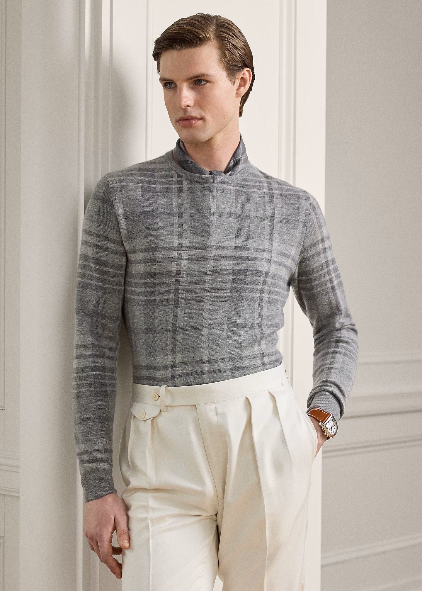 Karo-Rundhalspullover aus Kaschmir - RALPH LAUREN OUTLET