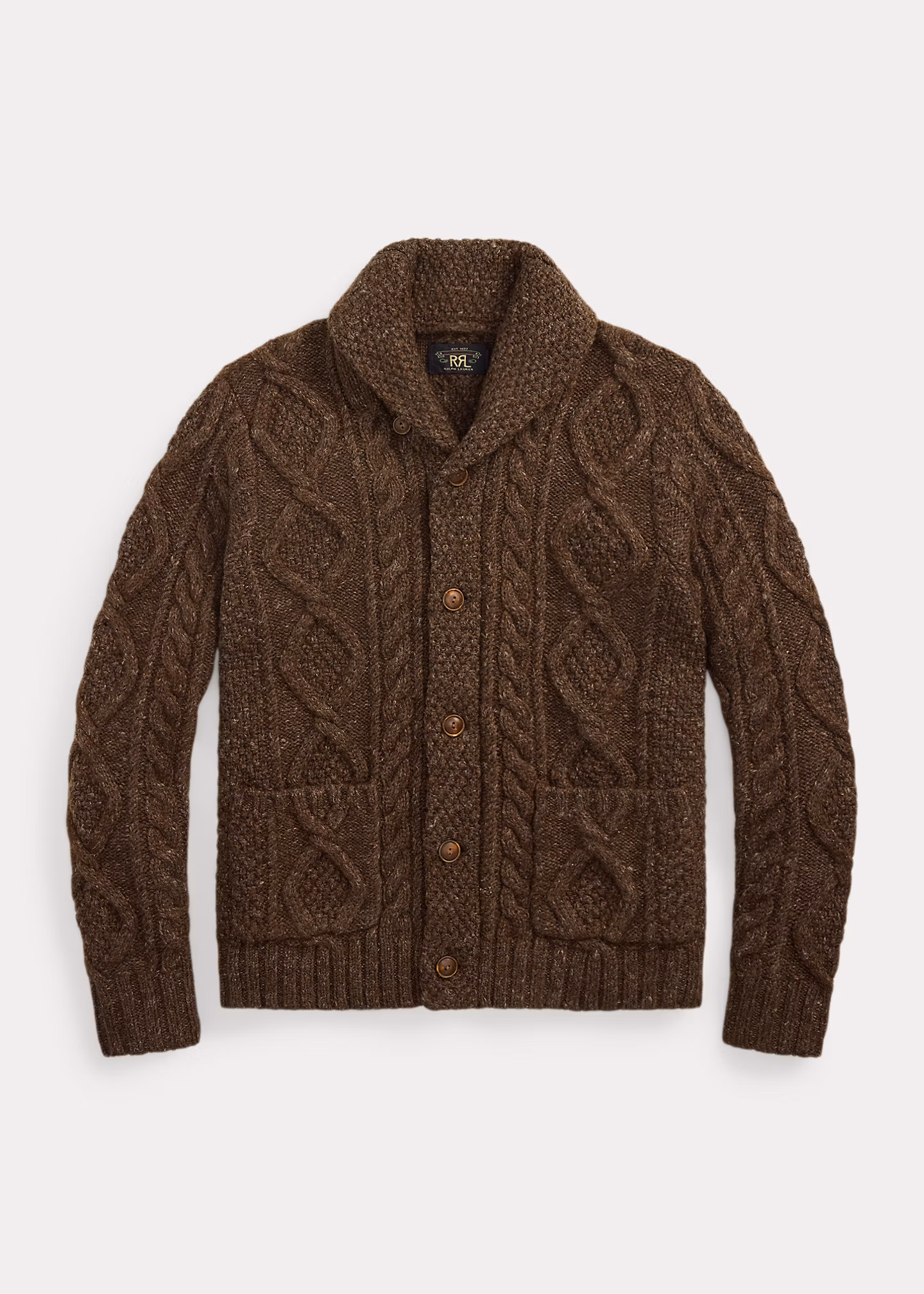 Melierte Aran-Strickjacke mit Schalkragen - RALPH LAUREN OUTLET