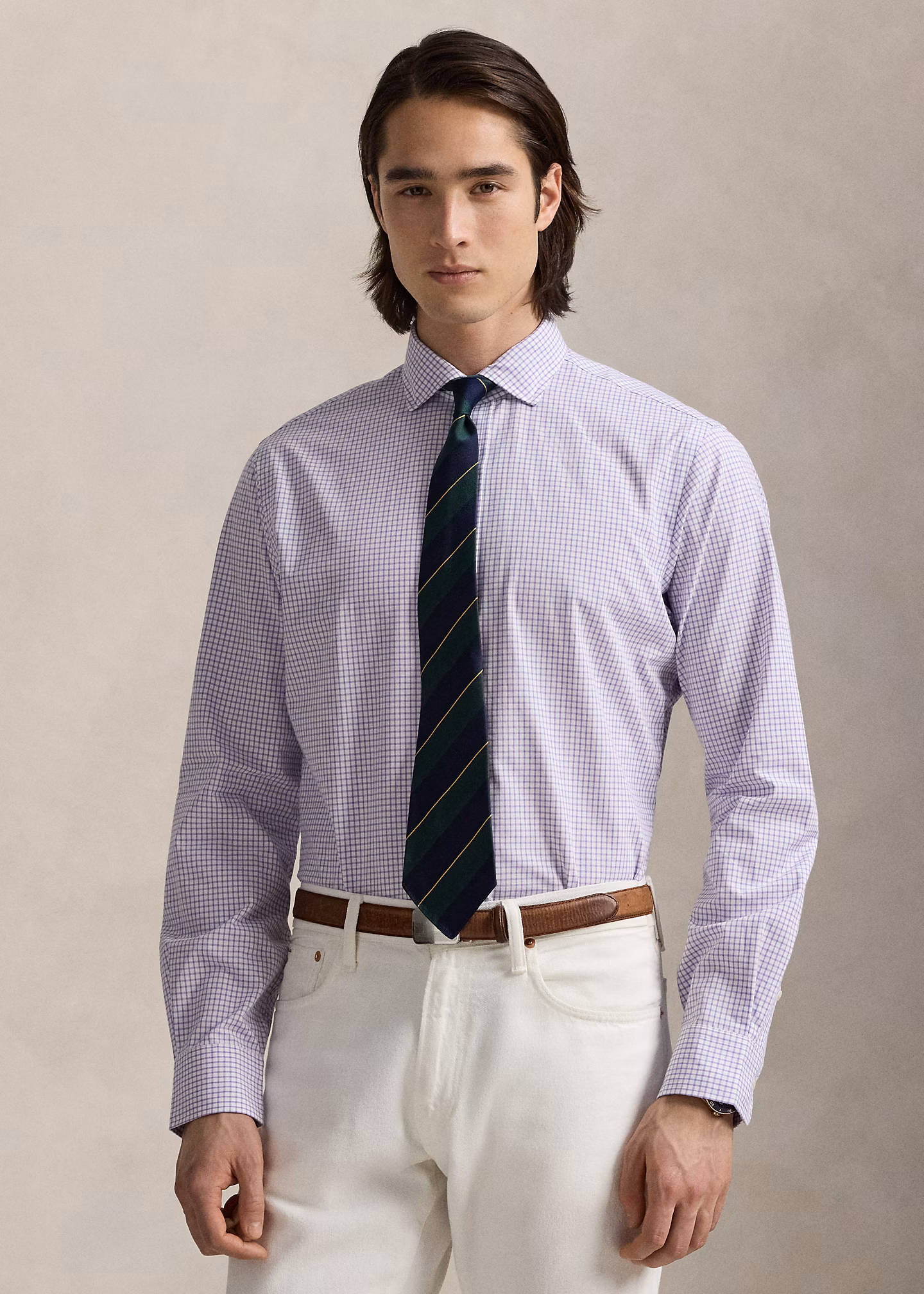 Classic-Fit Glencheck-Hemd aus Popeline - RALPH LAUREN OUTLET