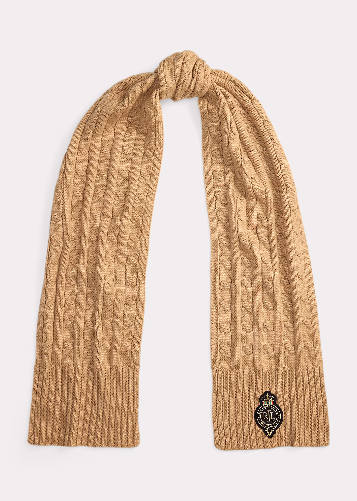 Schal mit Zopfmuster und Wappenaufnäher - RALPH LAUREN OUTLET