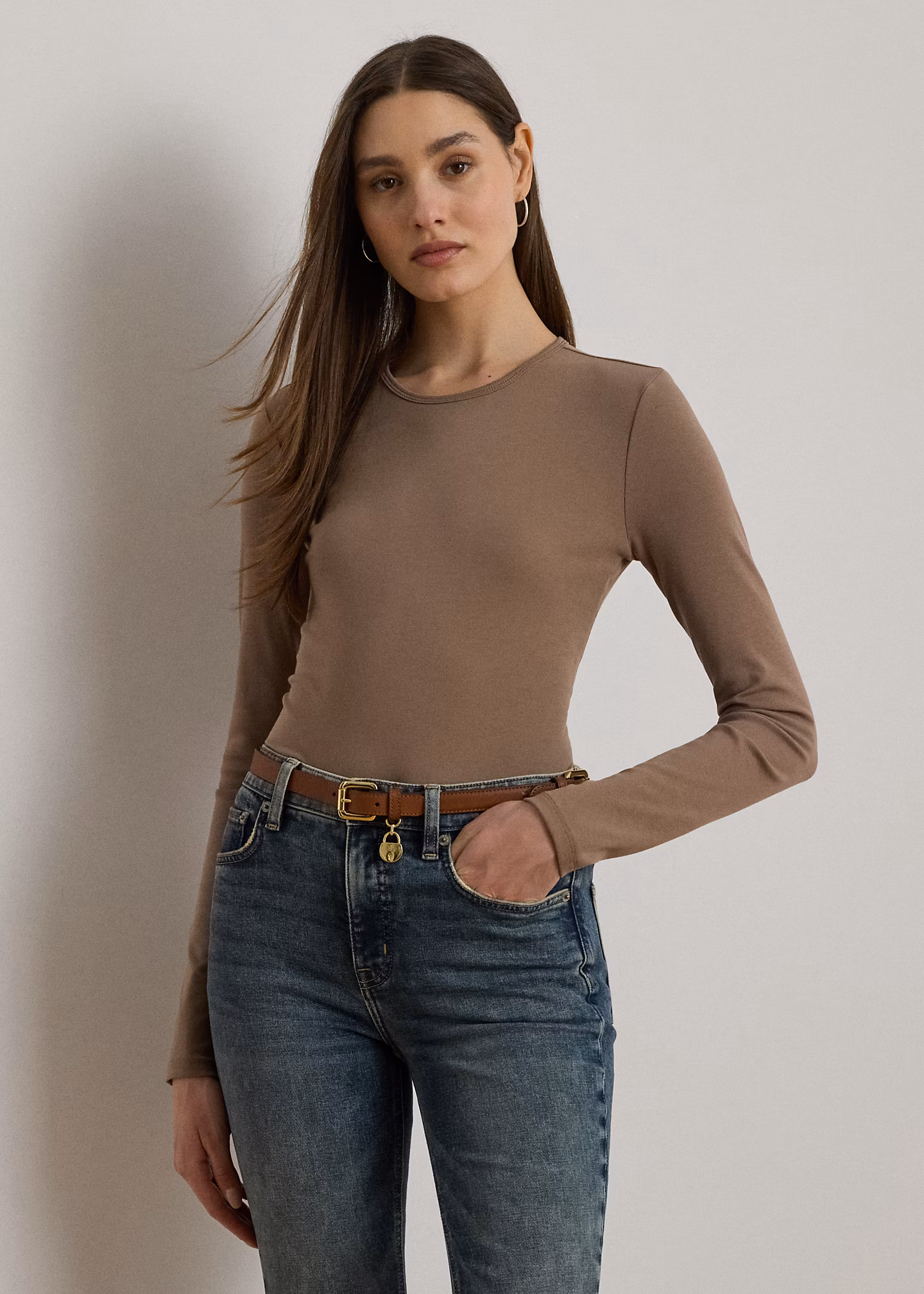 Langarm-T-Shirt aus Baumwollstretch - RALPH LAUREN OUTLET