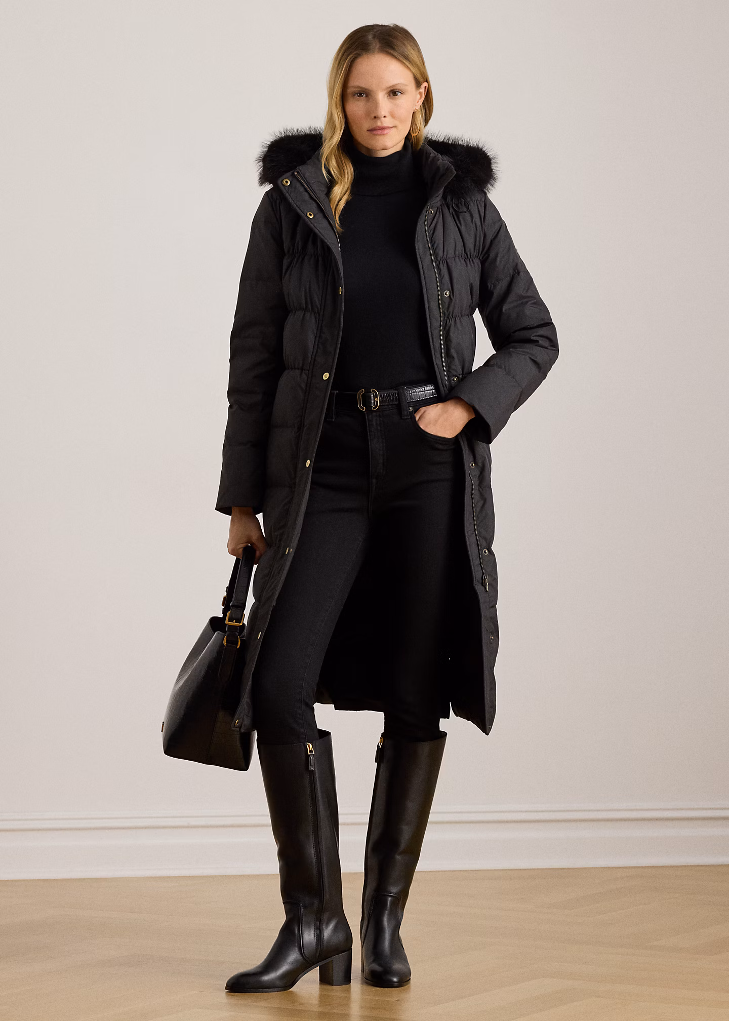 Daunenmantel mit Kapuze und Kunstpelz - RALPH LAUREN OUTLET