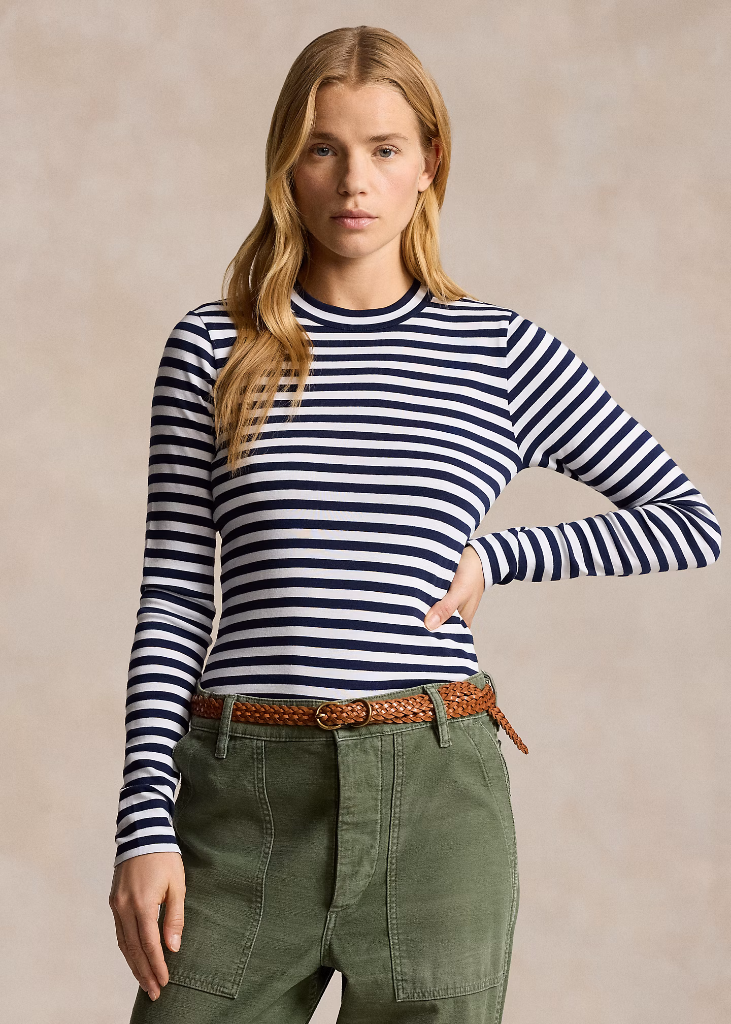 Geripptes langärmliges Streifen-T-Shirt - RALPH LAUREN OUTLET