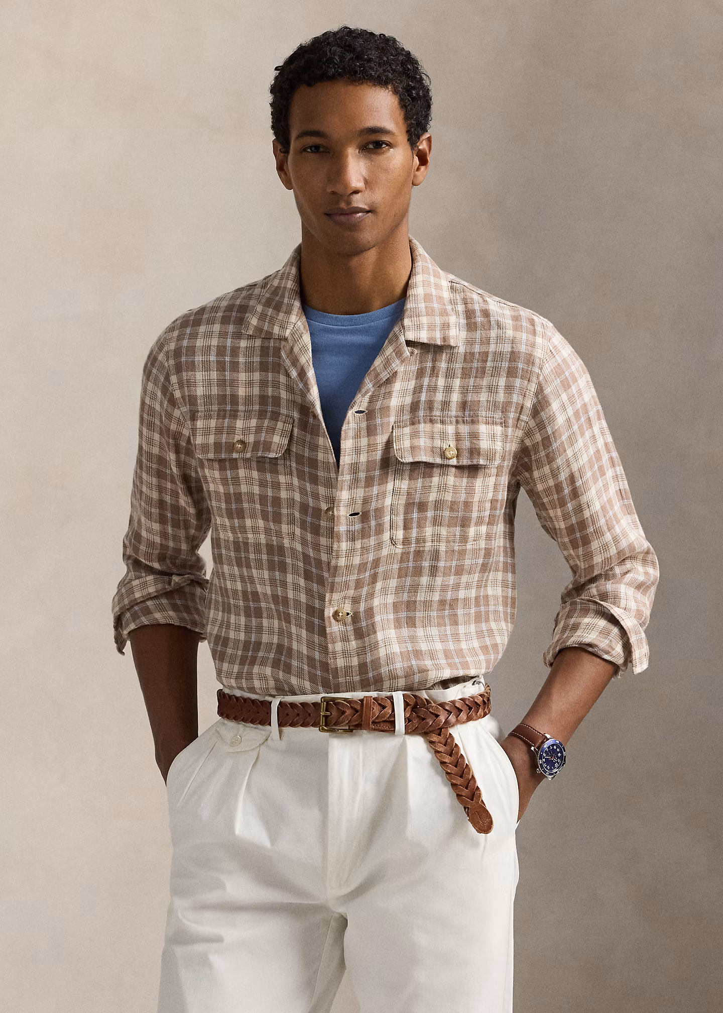 Kariertes Classic-Fit Leinen-Kurzarmhemd - RALPH LAUREN OUTLET