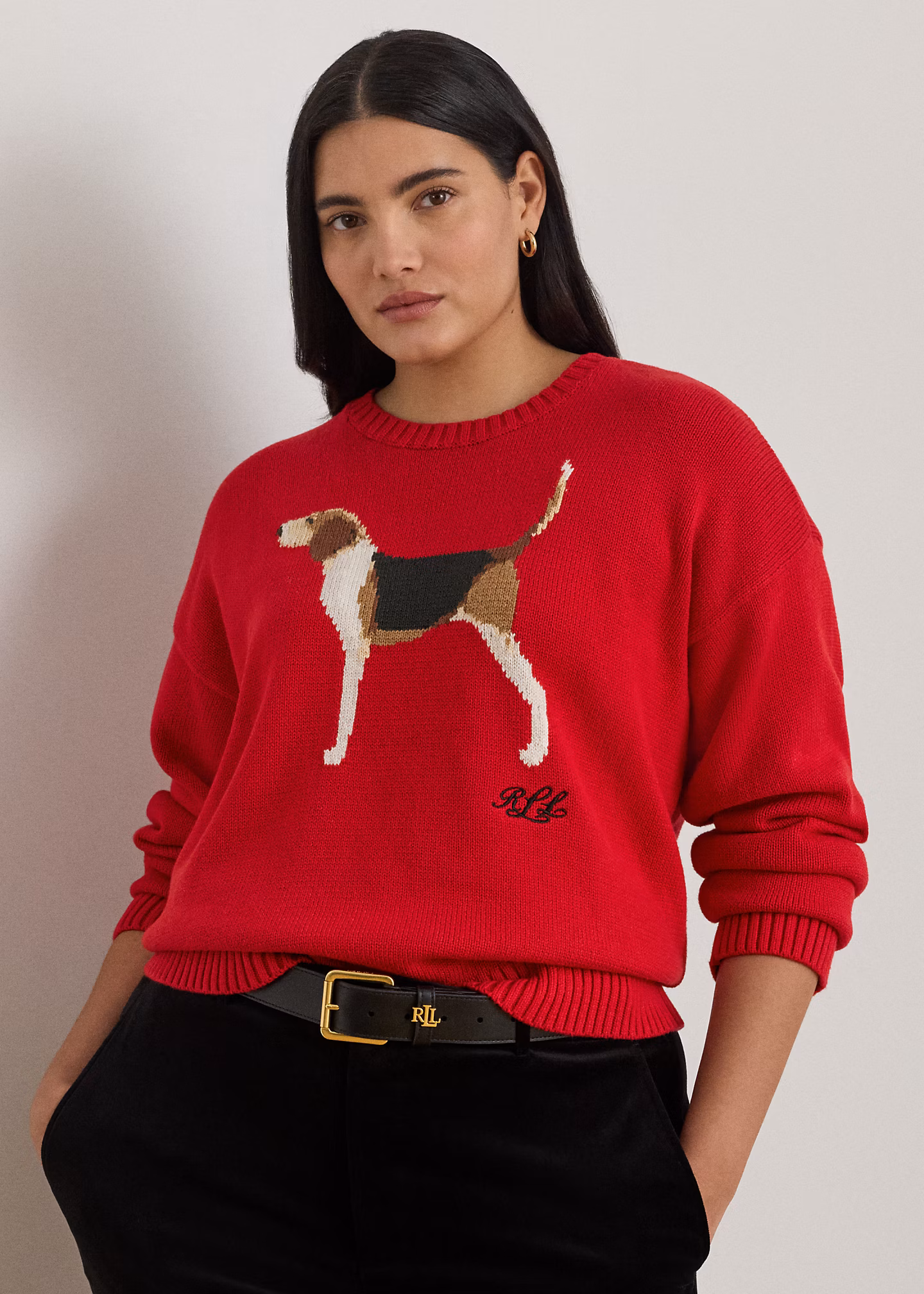Baumwollpullover mit Foxhound-Intarsie - RALPH LAUREN OUTLET